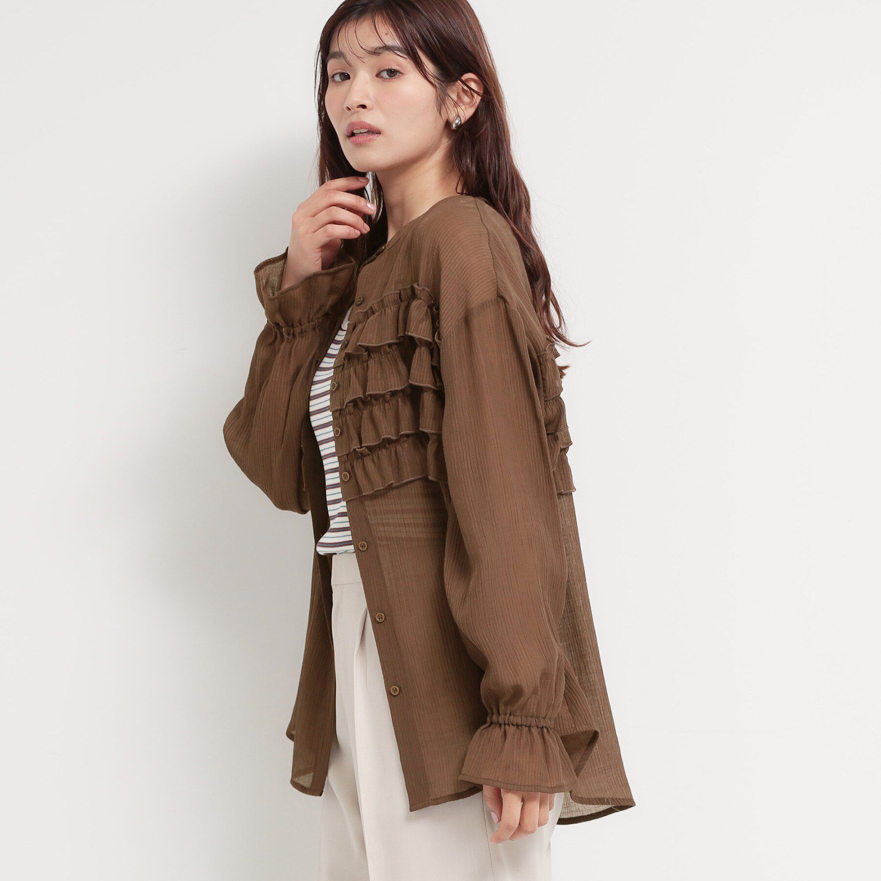THE SHOP TK「ティアードフリル楊柳シャツ」|シャツ・ブラウス|