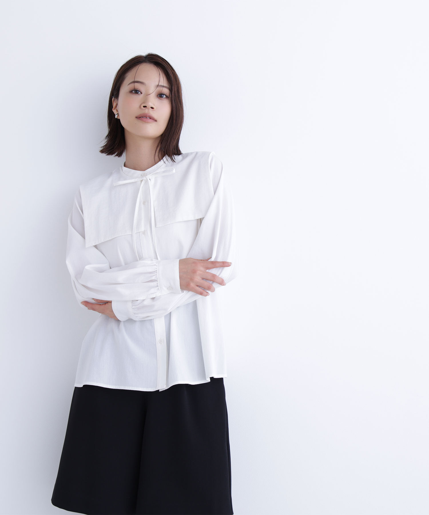  「スクエアカラーブラウス」|シャツ・ブラウス|オフホワイト1