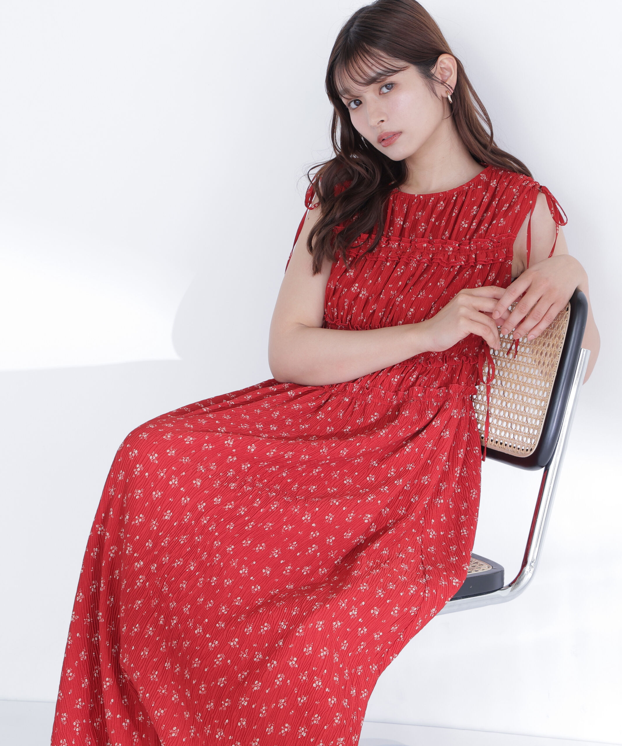  「フラワープリントドロストワンピース」|ワンピース|アカベース2