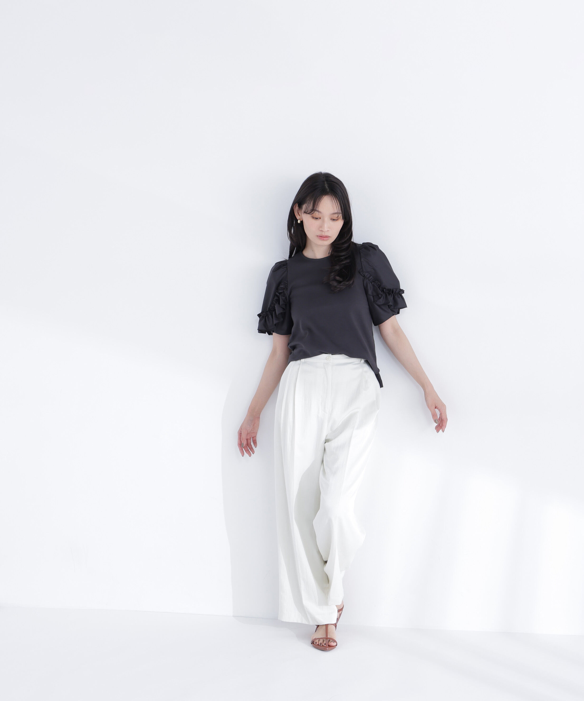  「フリルスリーブドッキングカットソー」|Tシャツ・カットソー|