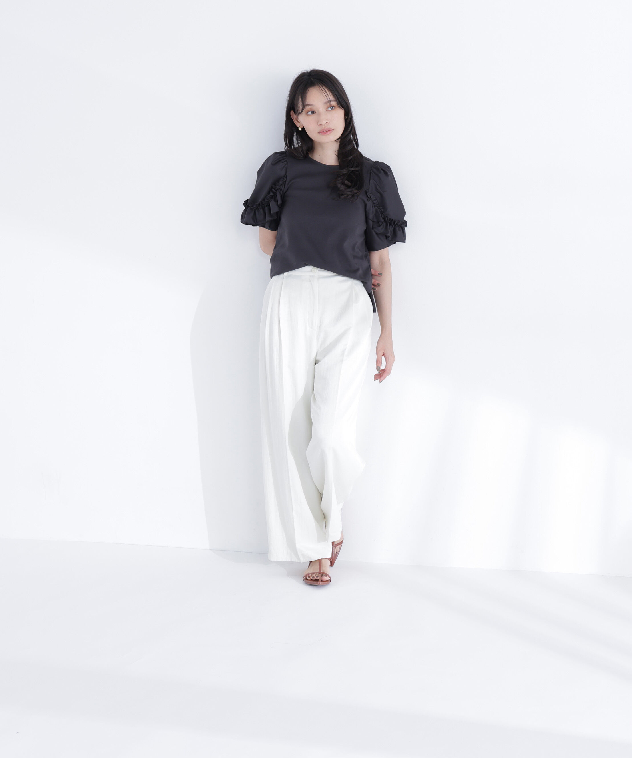  「フリルスリーブドッキングカットソー」|Tシャツ・カットソー|