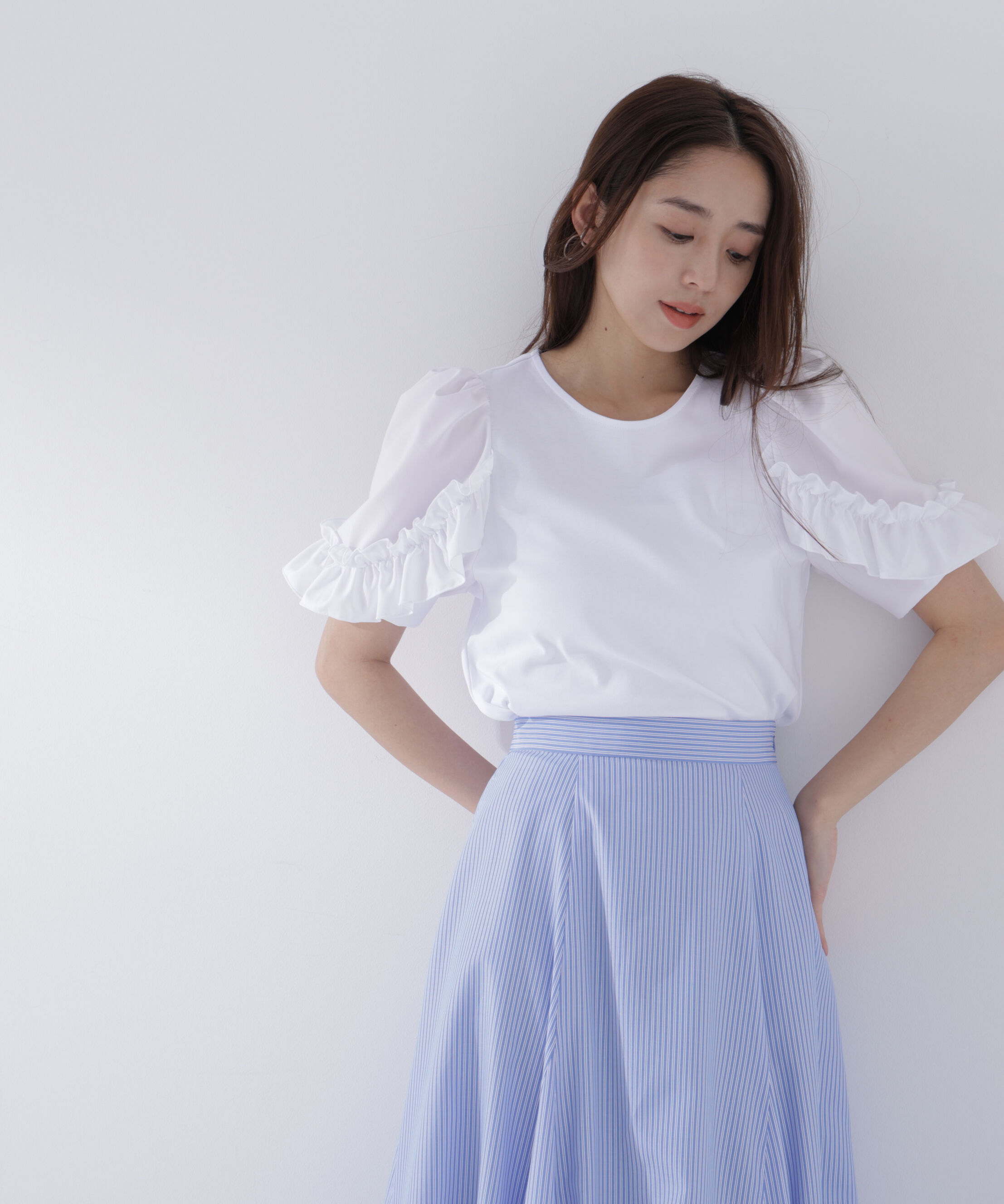  「フリルスリーブドッキングカットソー」|Tシャツ・カットソー|オフホワイト1