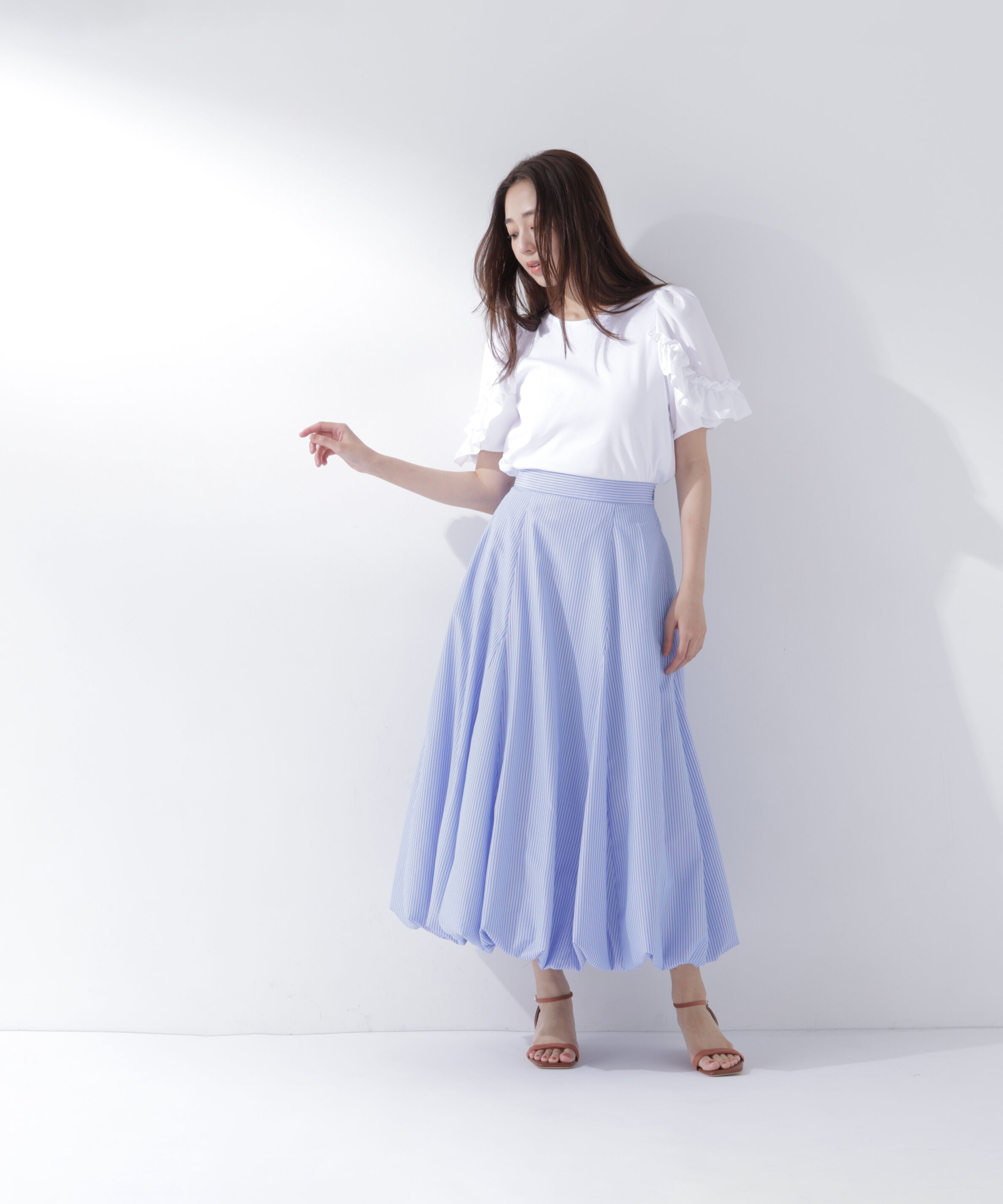  「フリルスリーブドッキングカットソー」|Tシャツ・カットソー|