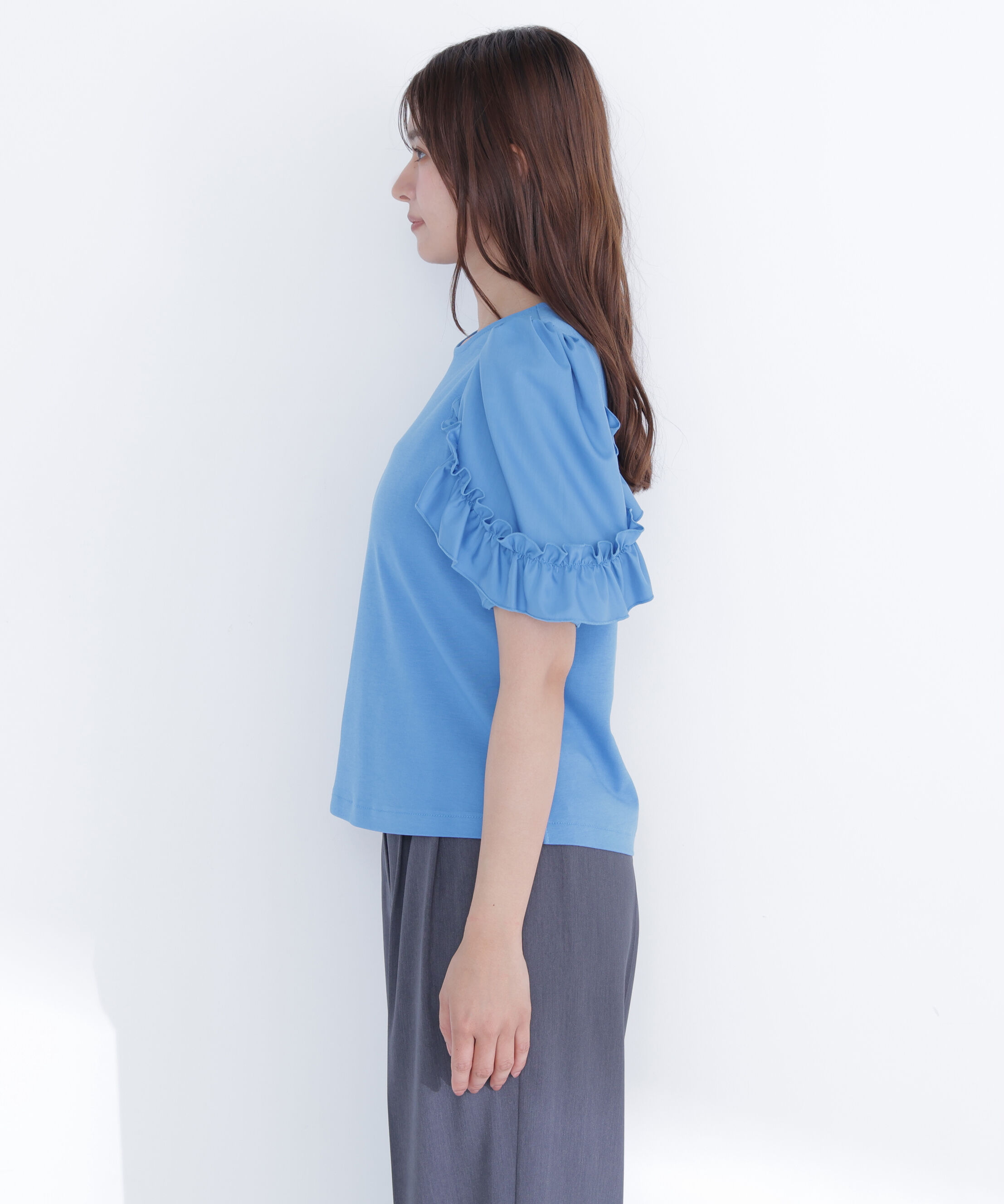  「フリルスリーブドッキングカットソー」|Tシャツ・カットソー|