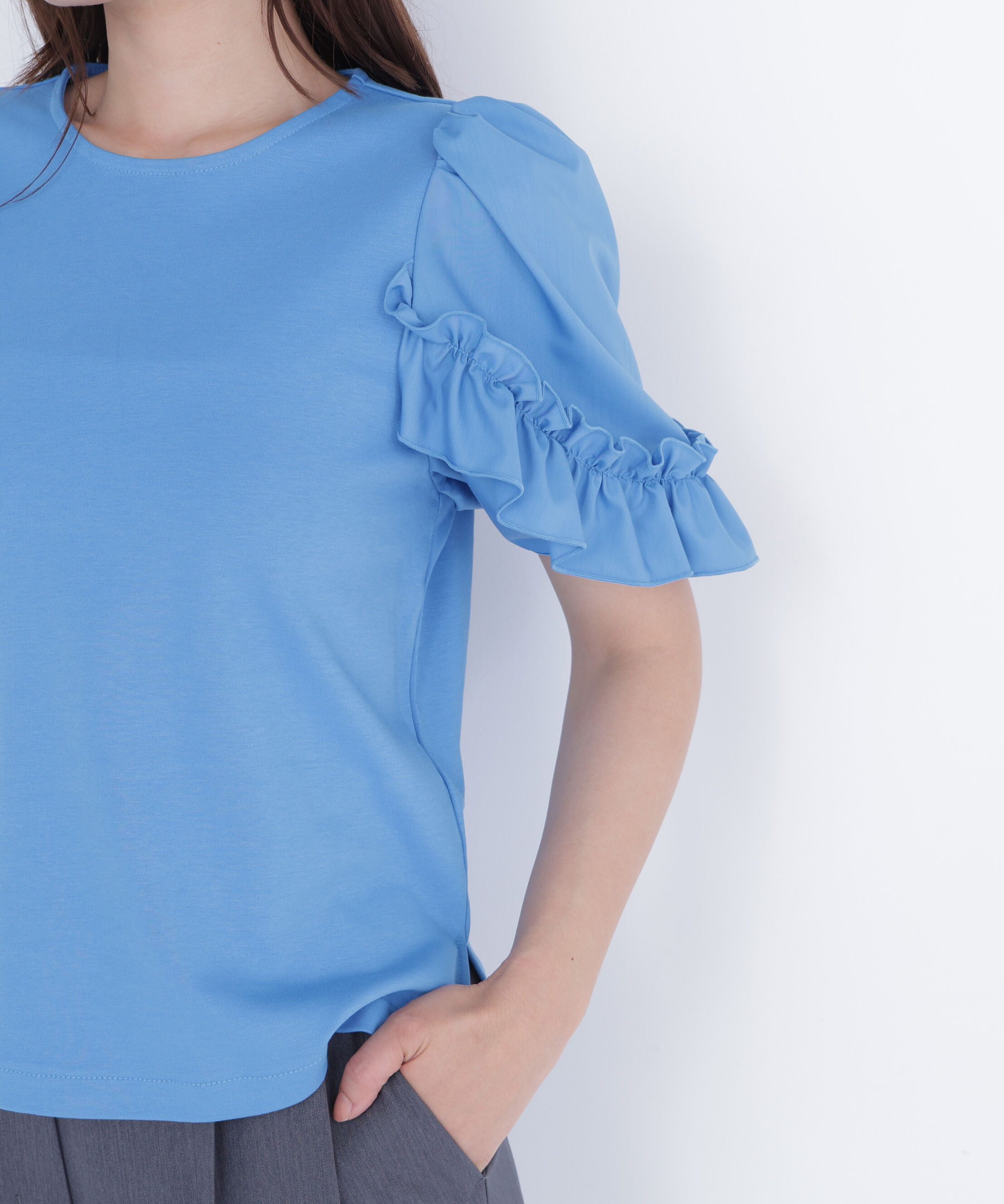  「フリルスリーブドッキングカットソー」|Tシャツ・カットソー|