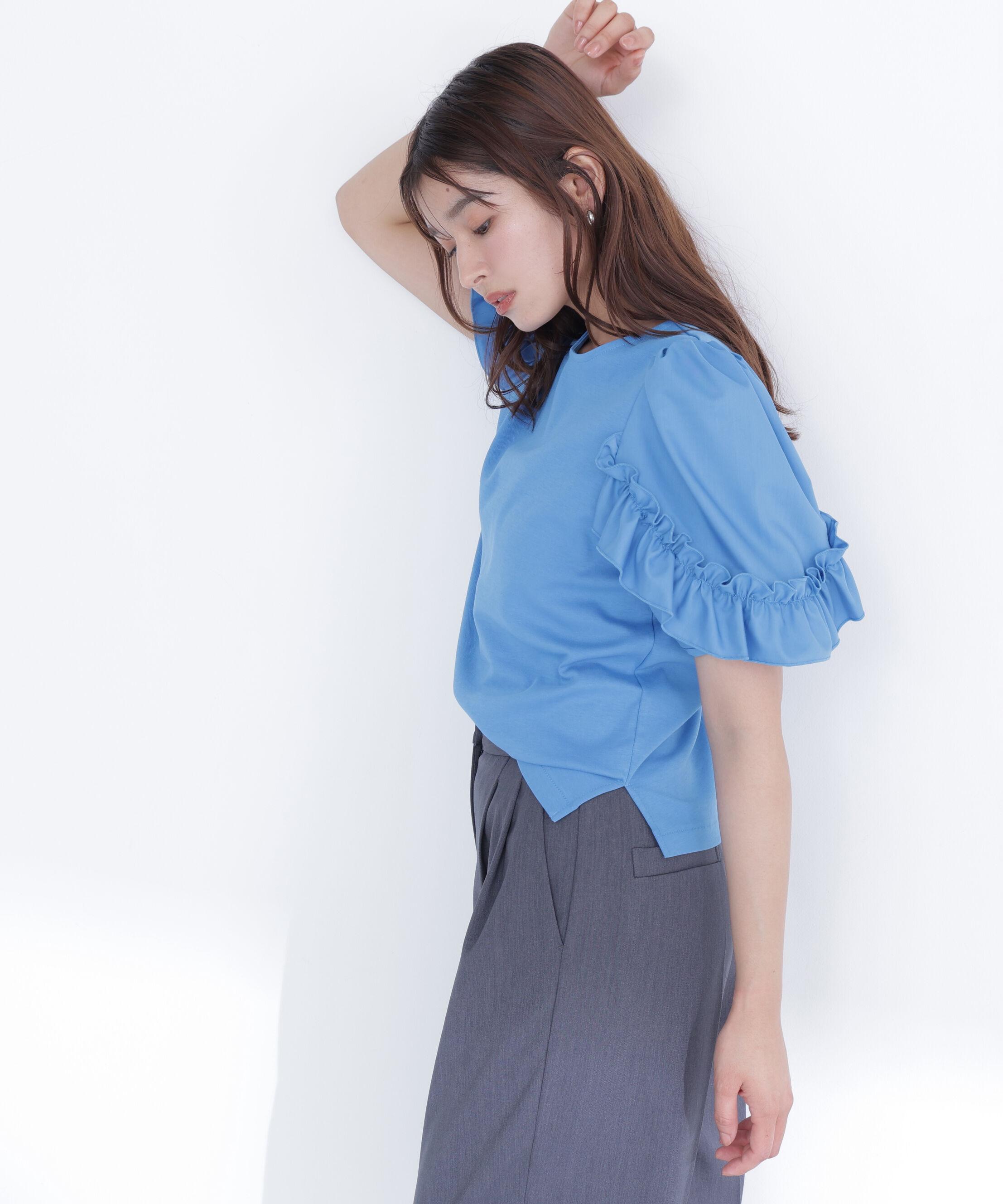  「フリルスリーブドッキングカットソー」|Tシャツ・カットソー|