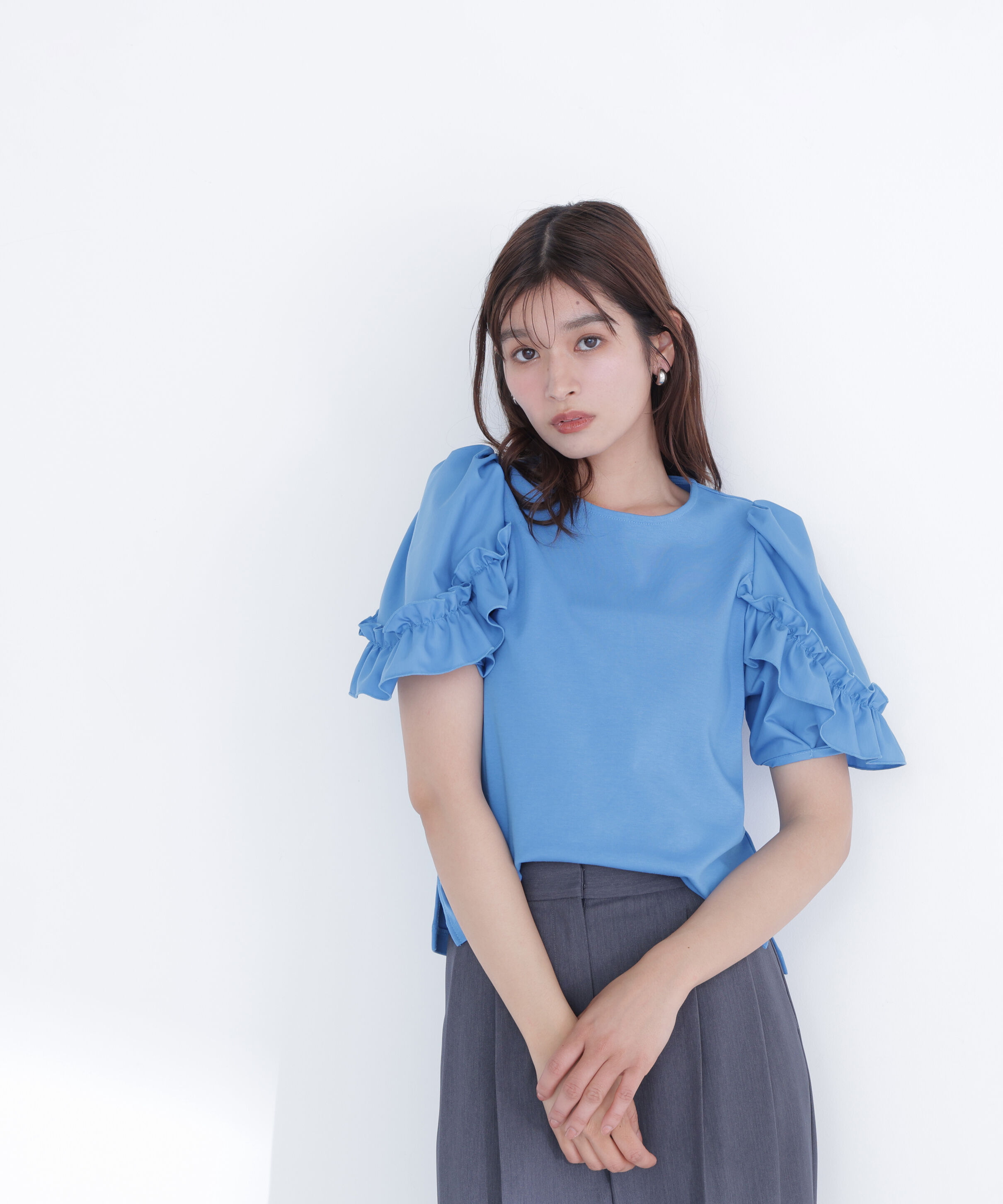  「フリルスリーブドッキングカットソー」|Tシャツ・カットソー|