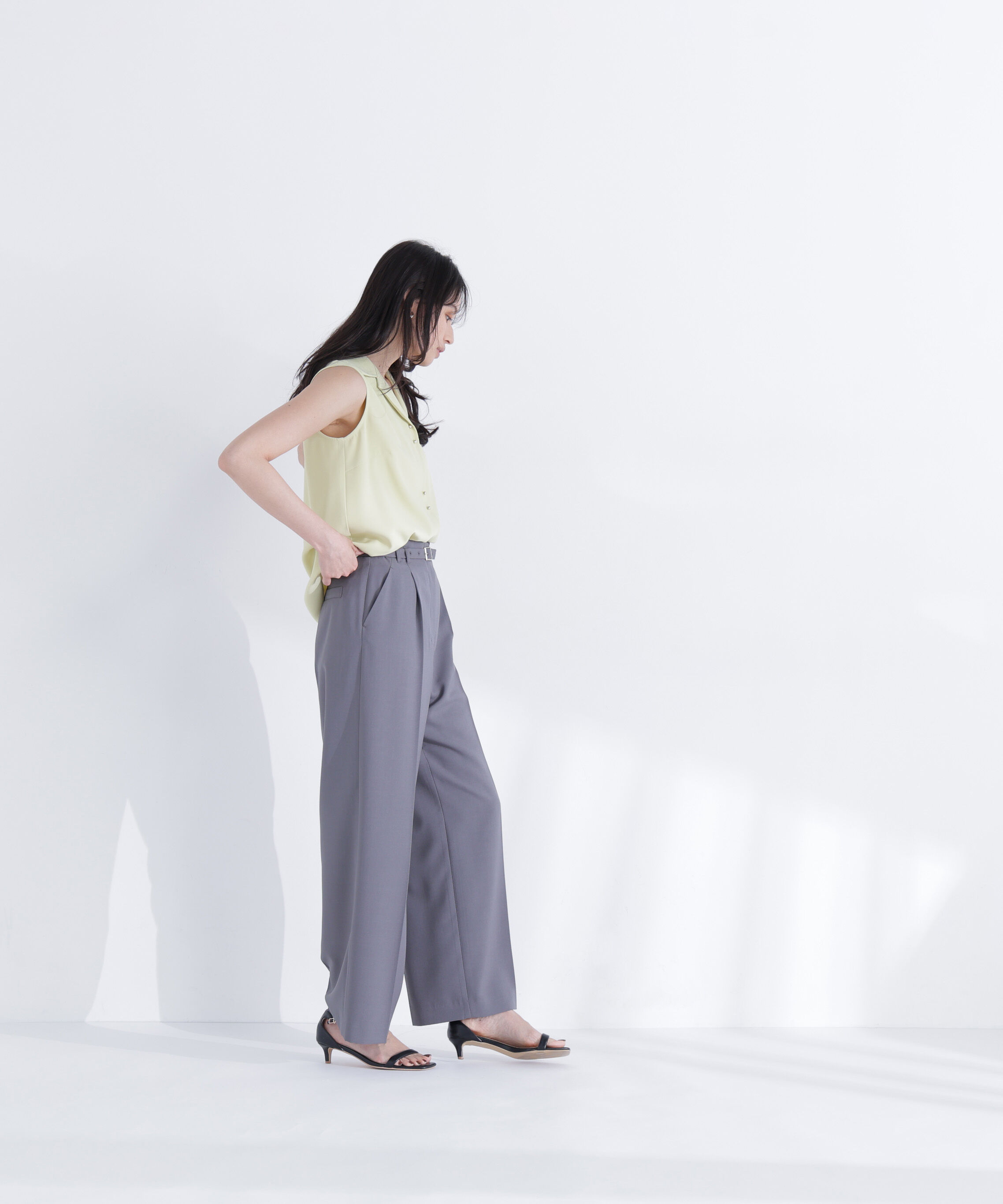  「ベルテッドタックワイドパンツ」|その他|