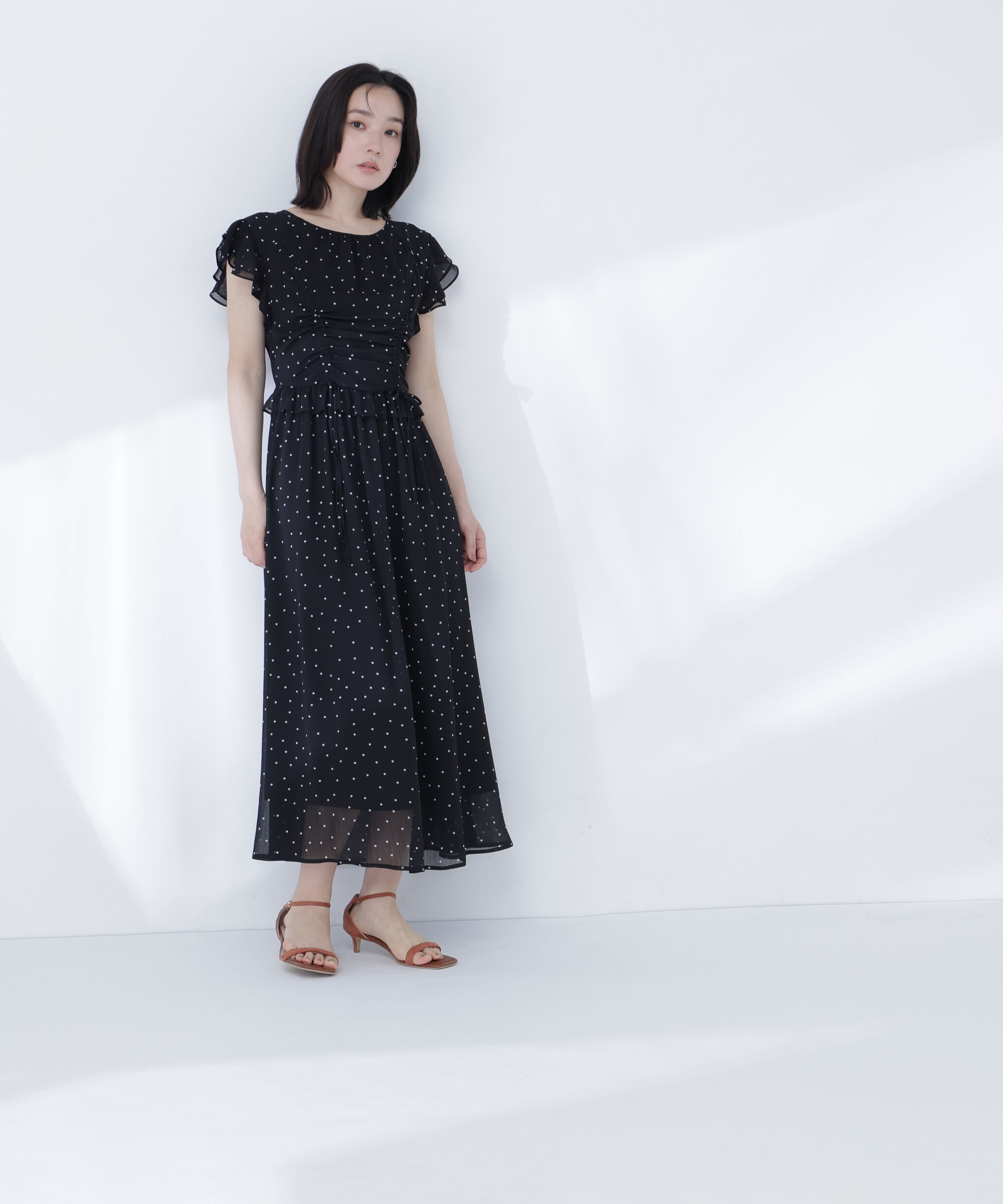  「ドロストギャザー楊柳ワンピース」|ワンピース|