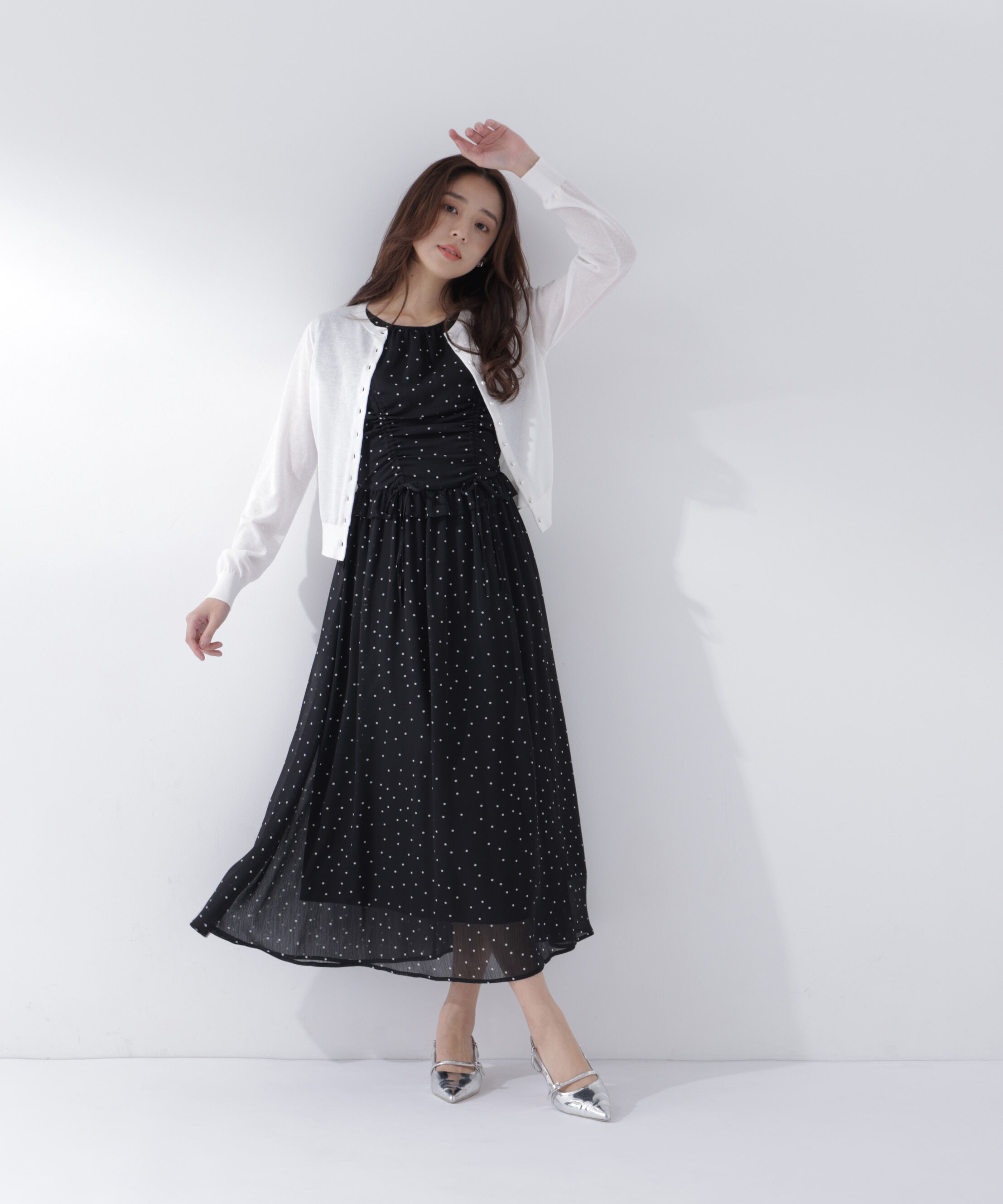  「ドロストギャザー楊柳ワンピース」|ワンピース|