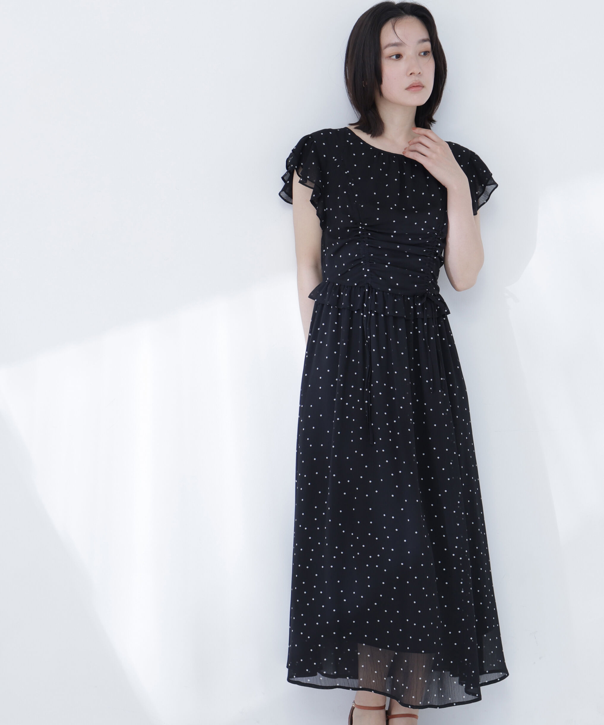  「ドロストギャザー楊柳ワンピース」|ワンピース|