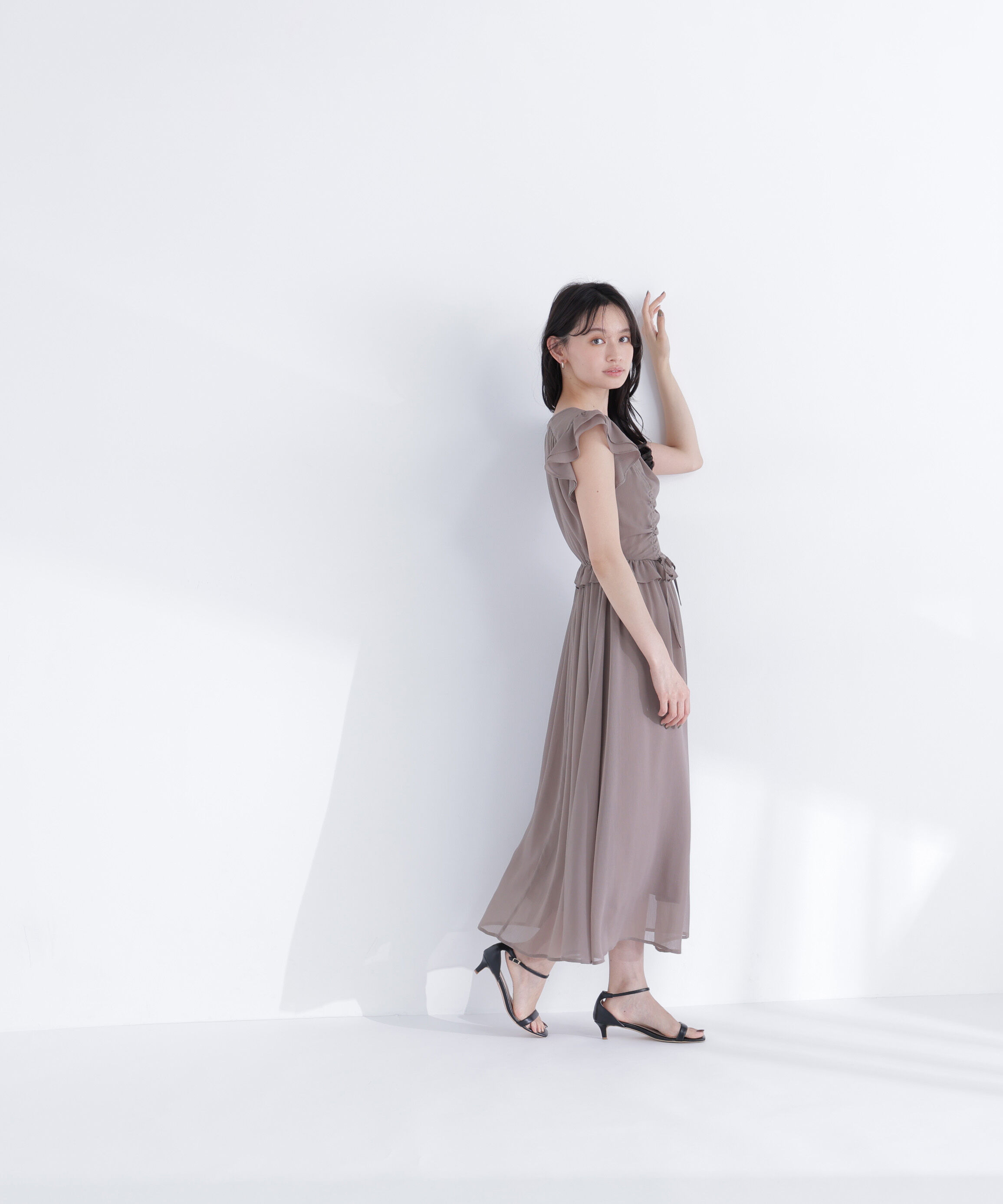  「ドロストギャザー楊柳ワンピース」|ワンピース|