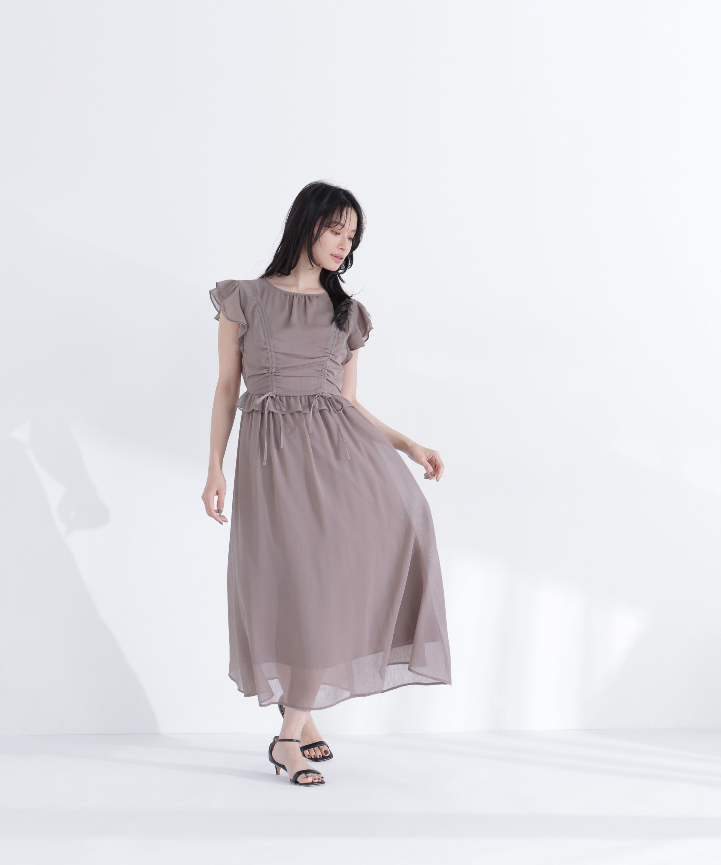  「ドロストギャザー楊柳ワンピース」|ワンピース|