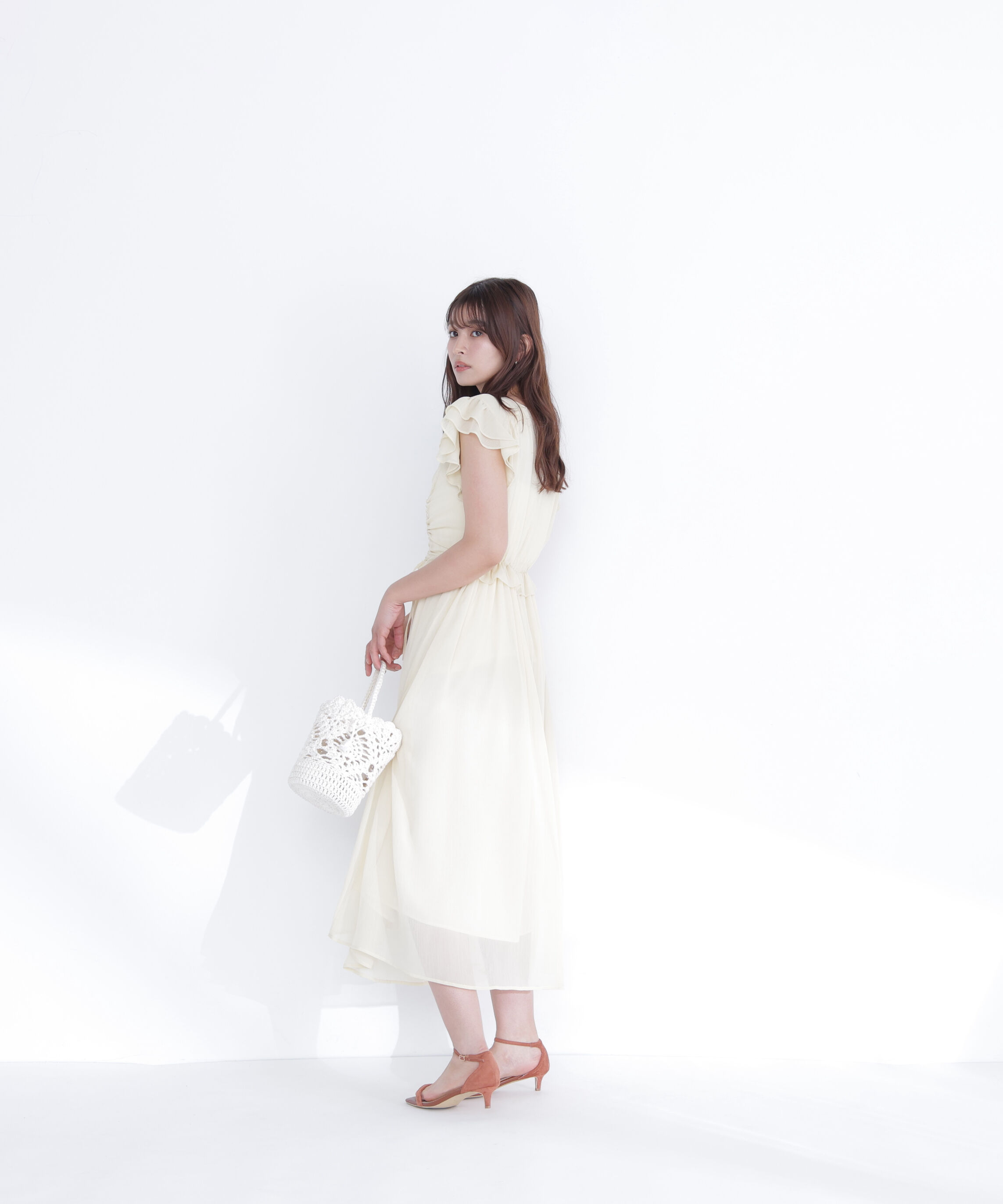 「ドロストギャザー楊柳ワンピース」|ワンピース|