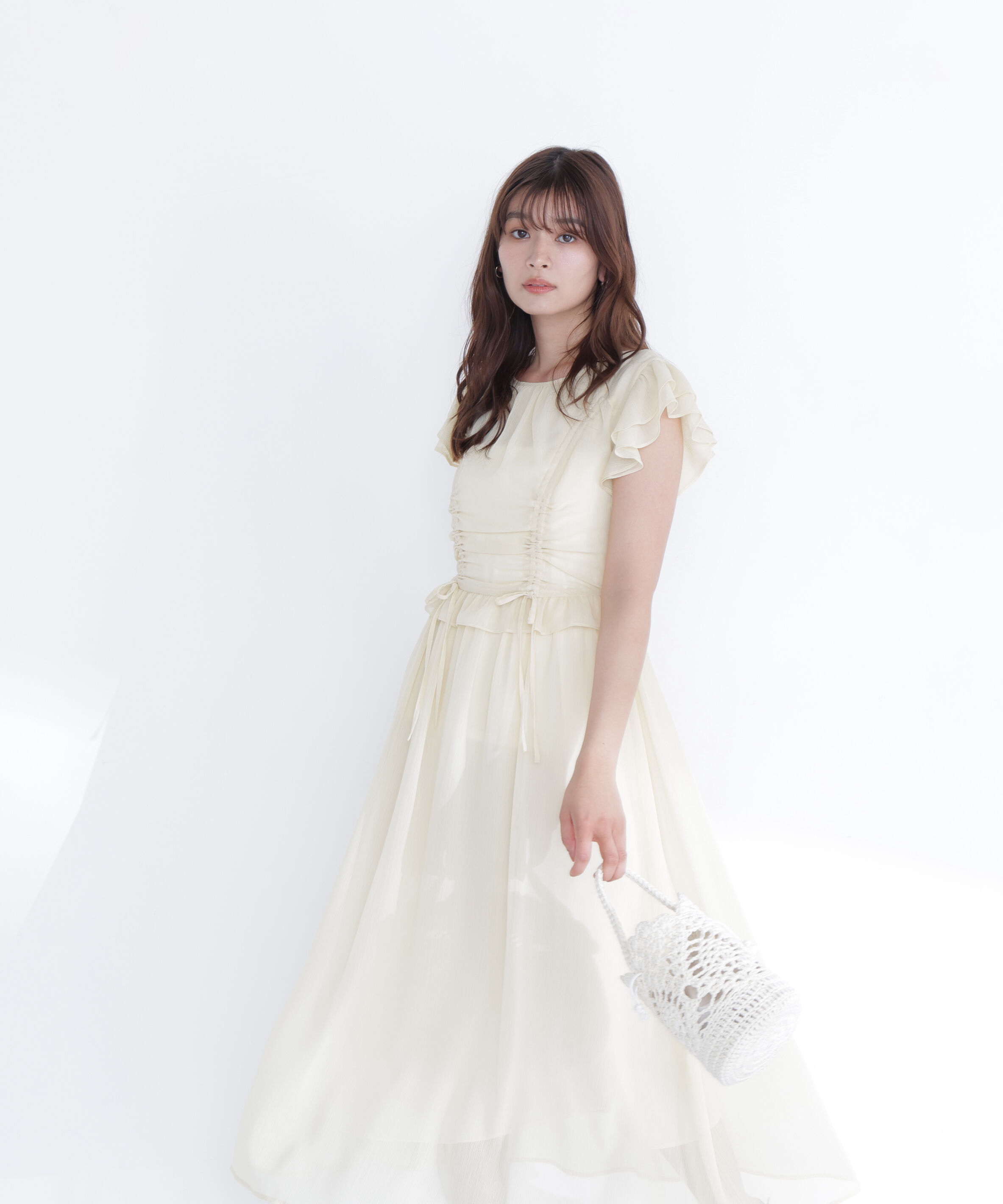  「ドロストギャザー楊柳ワンピース」|ワンピース|