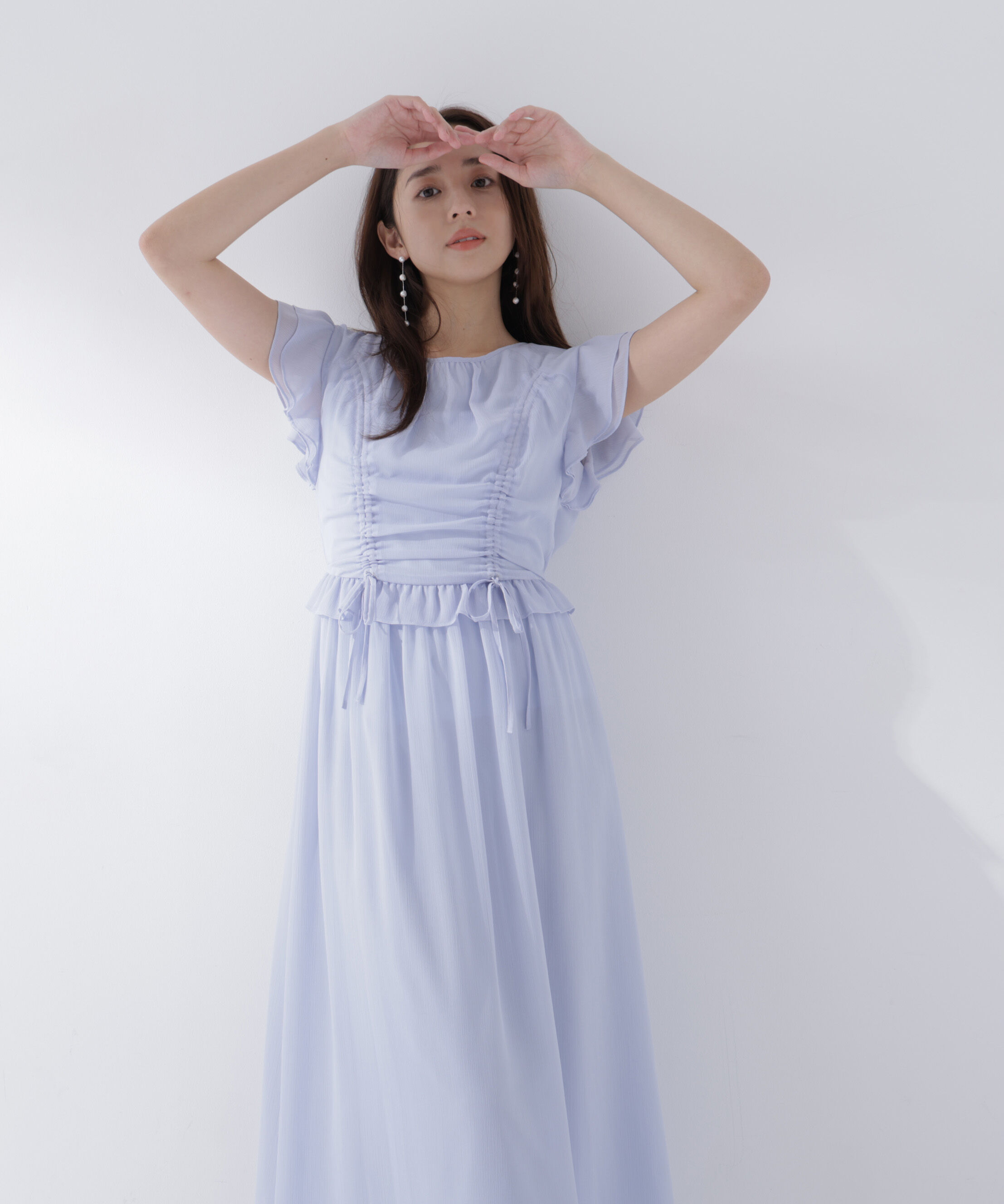  「ドロストギャザー楊柳ワンピース」|ワンピース|