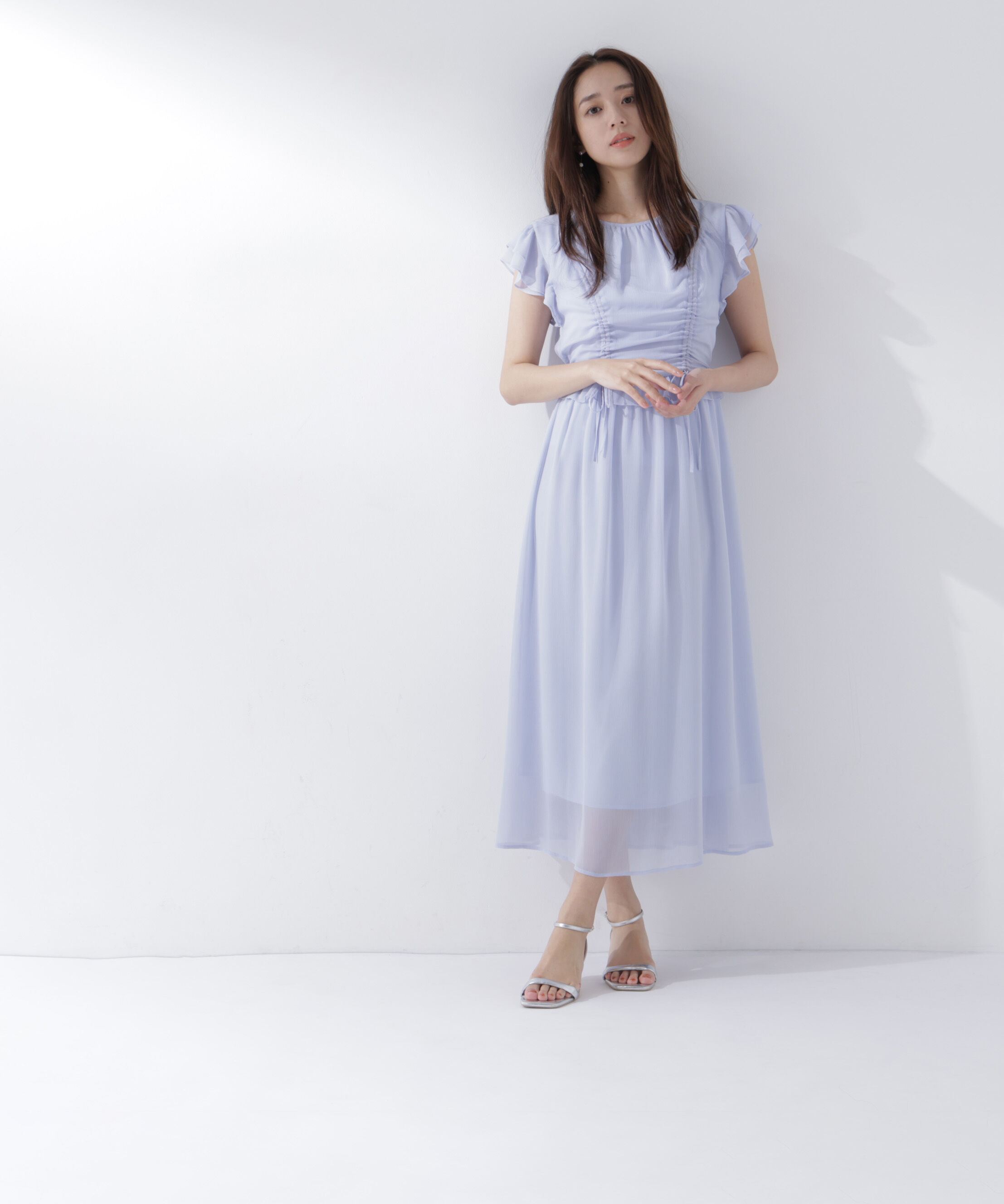  「ドロストギャザー楊柳ワンピース」|ワンピース|