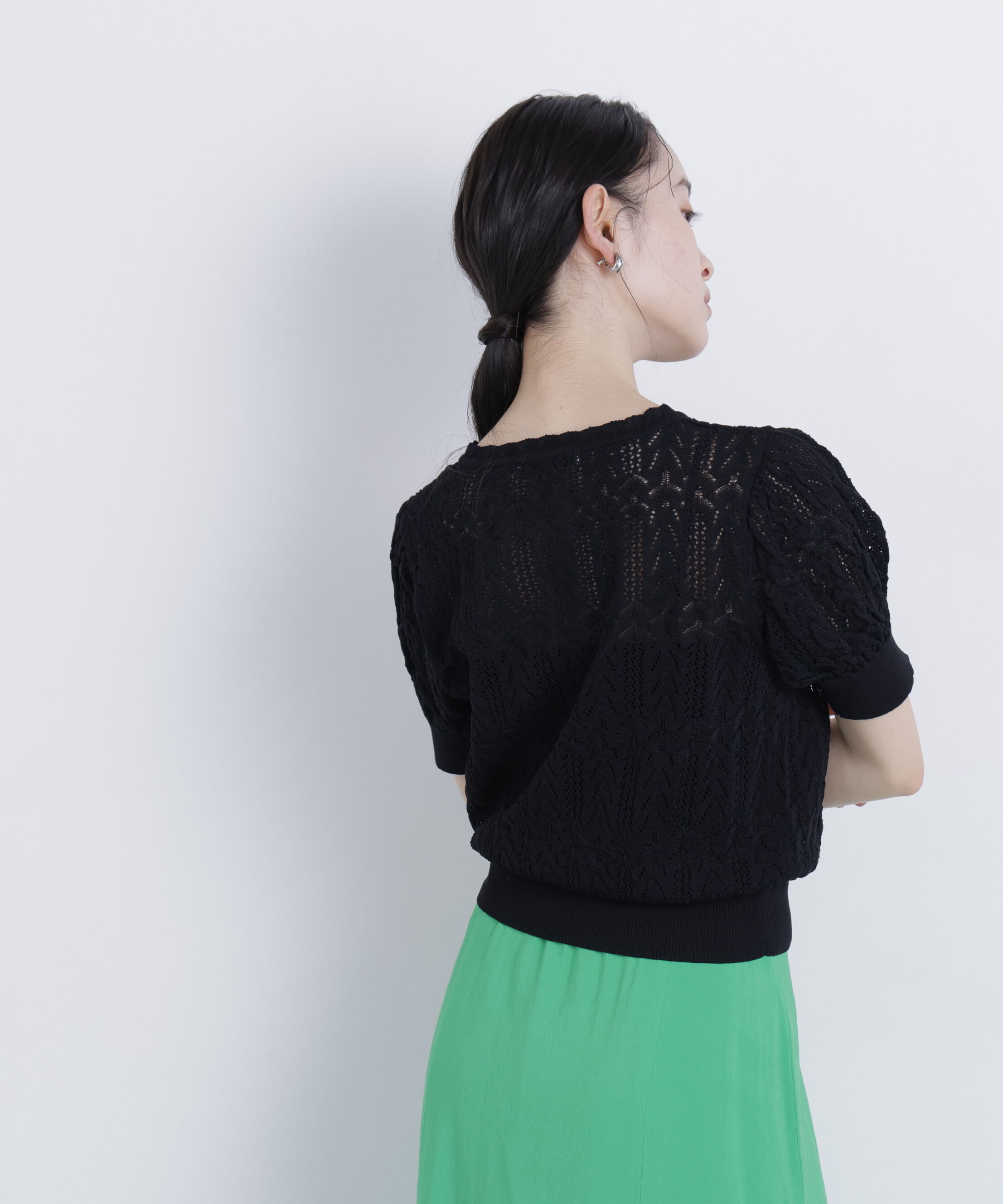  「レーストリミング柄編みニット」|ニット・セーター|