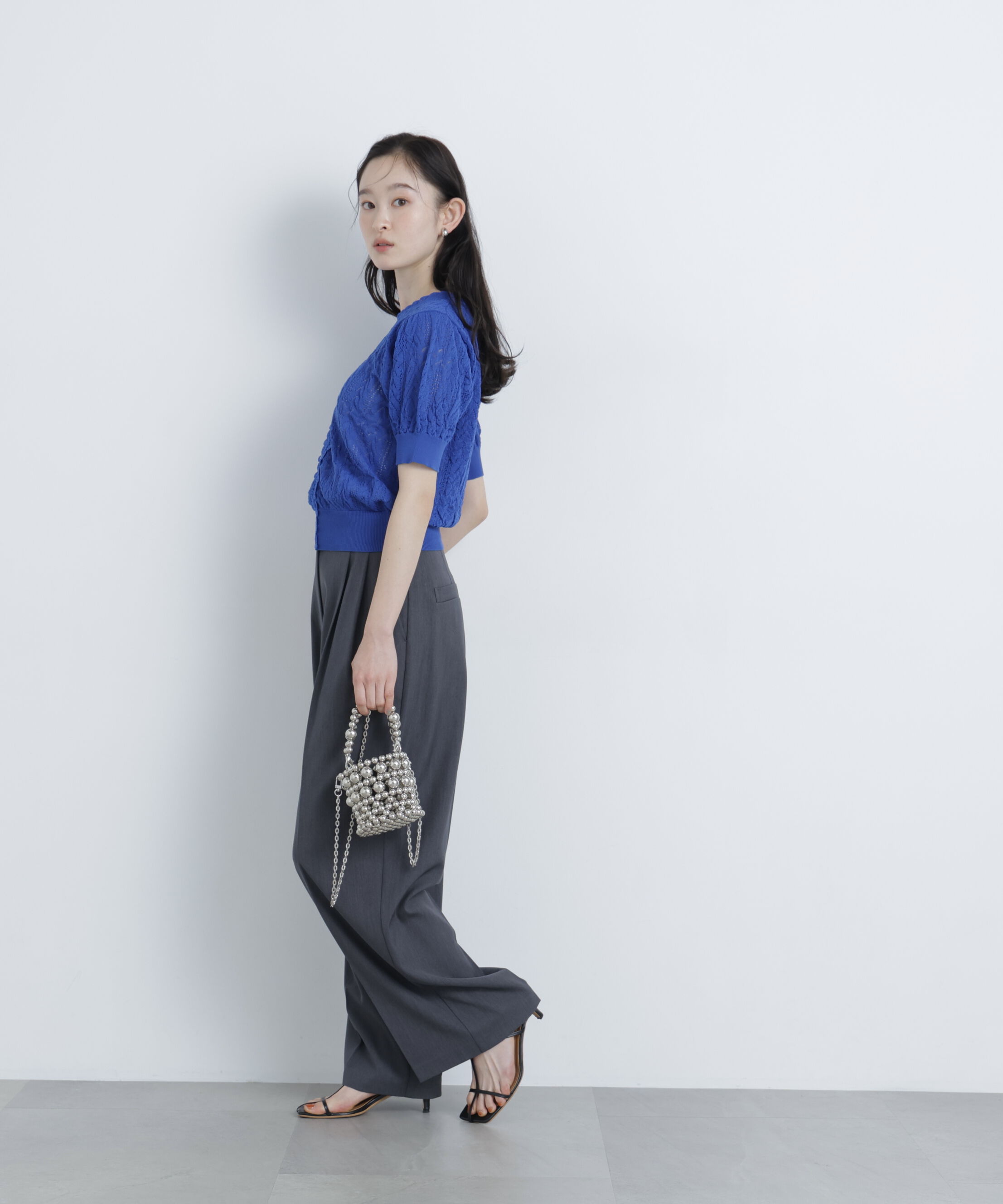  「レーストリミング柄編みニット」|ニット・セーター|