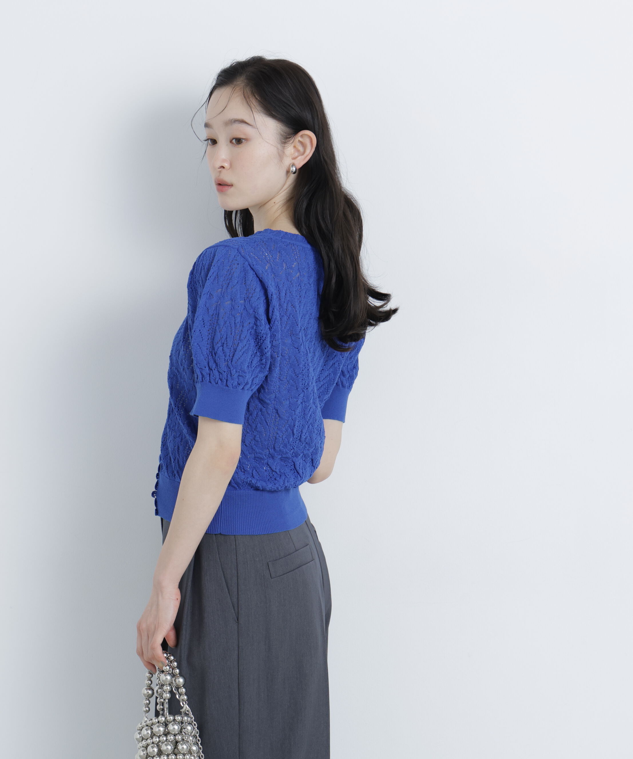  「レーストリミング柄編みニット」|ニット・セーター|