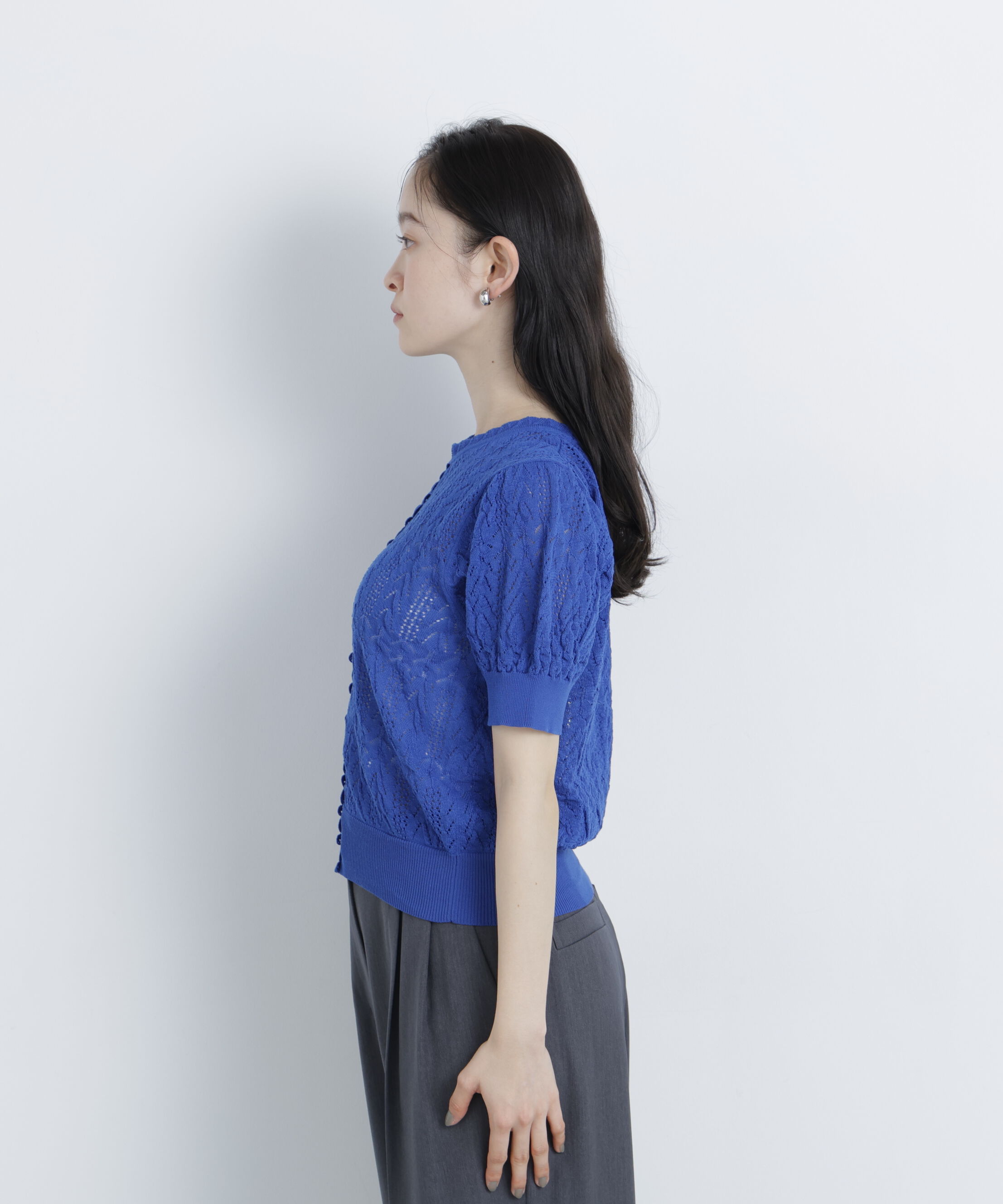  「レーストリミング柄編みニット」|ニット・セーター|