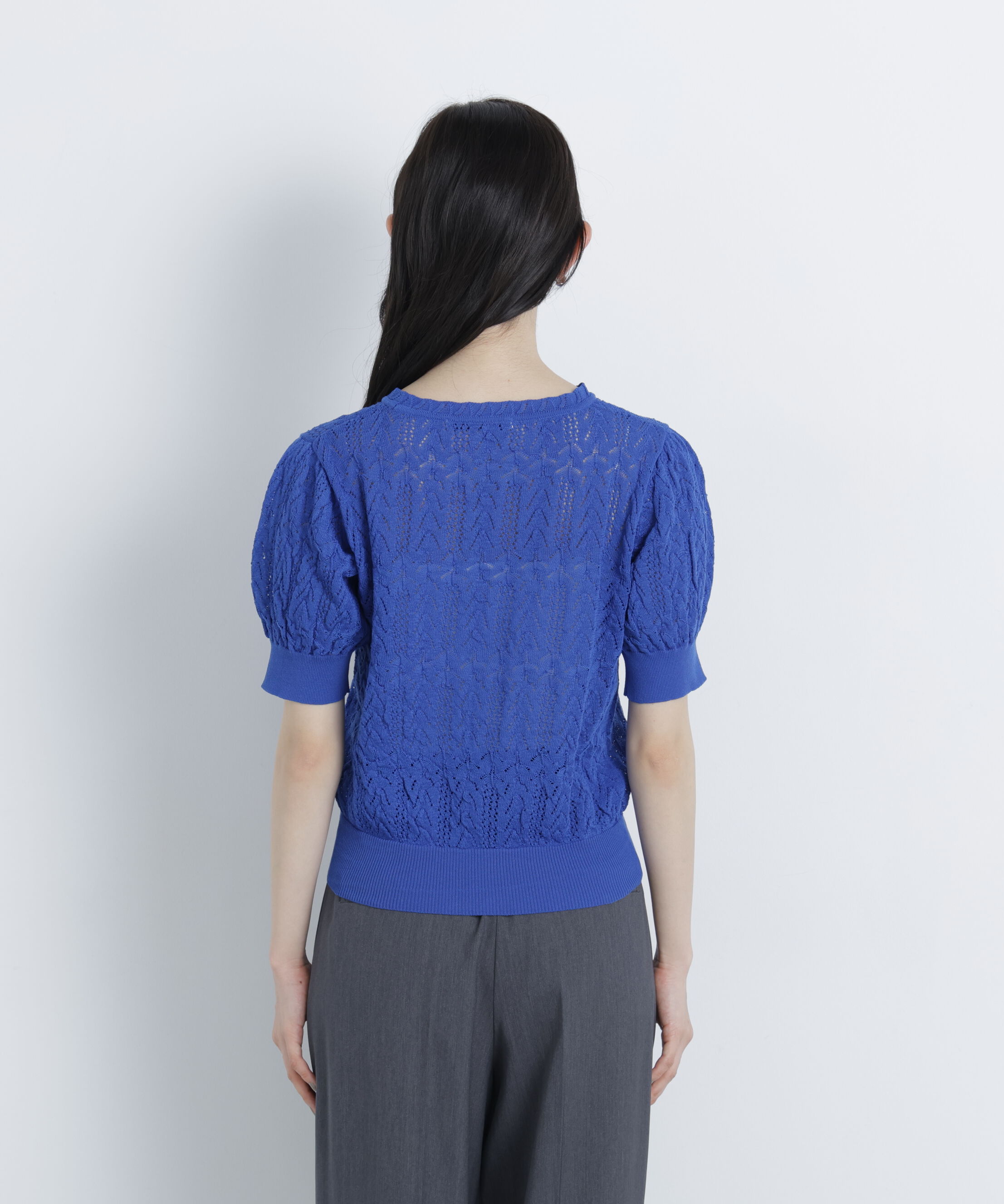  「レーストリミング柄編みニット」|ニット・セーター|