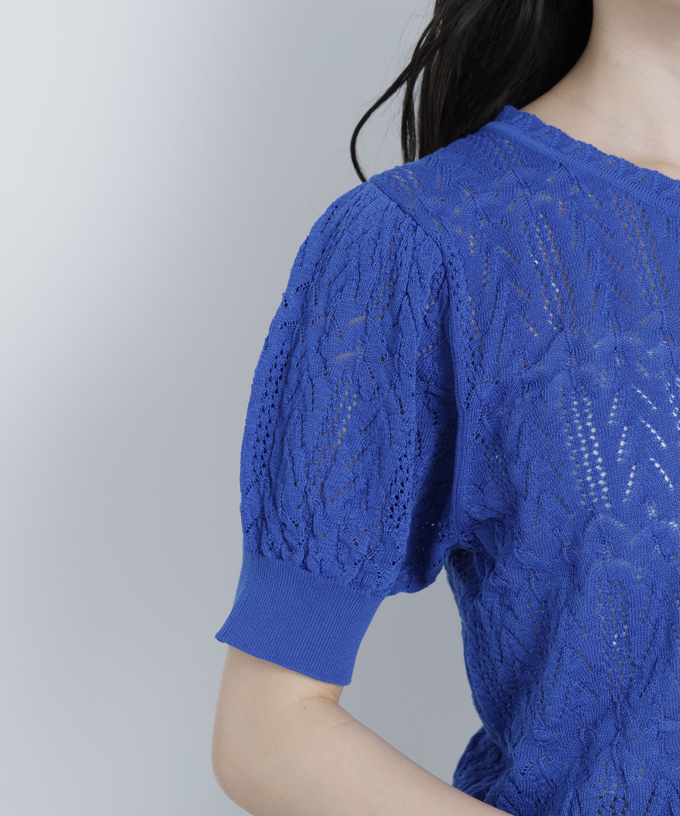  「レーストリミング柄編みニット」|ニット・セーター|