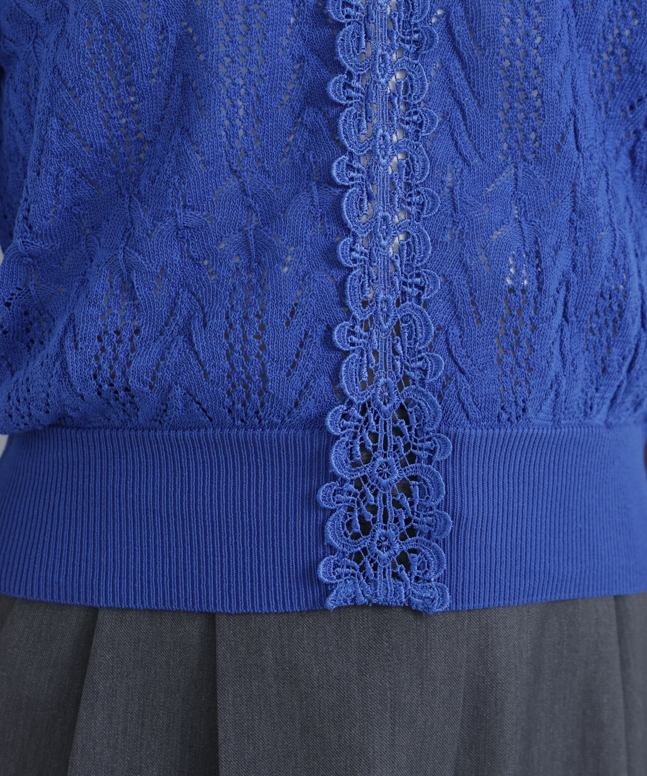  「レーストリミング柄編みニット」|ニット・セーター|