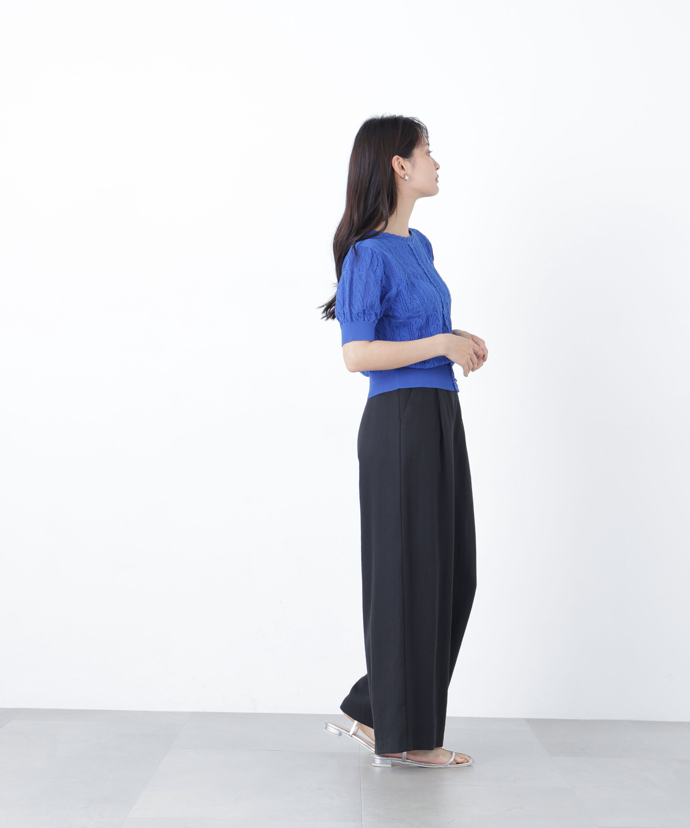  「レーストリミング柄編みニット」|ニット・セーター|