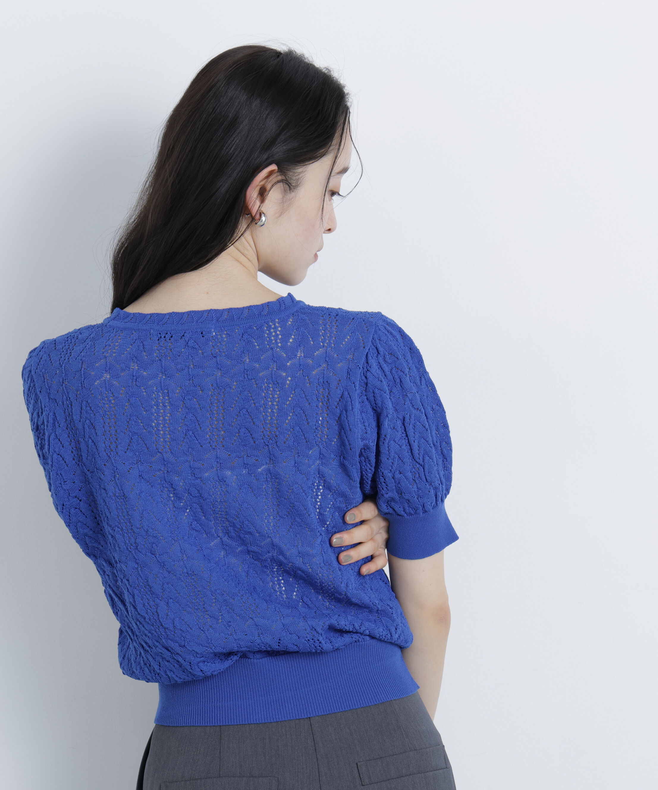  「レーストリミング柄編みニット」|ニット・セーター|