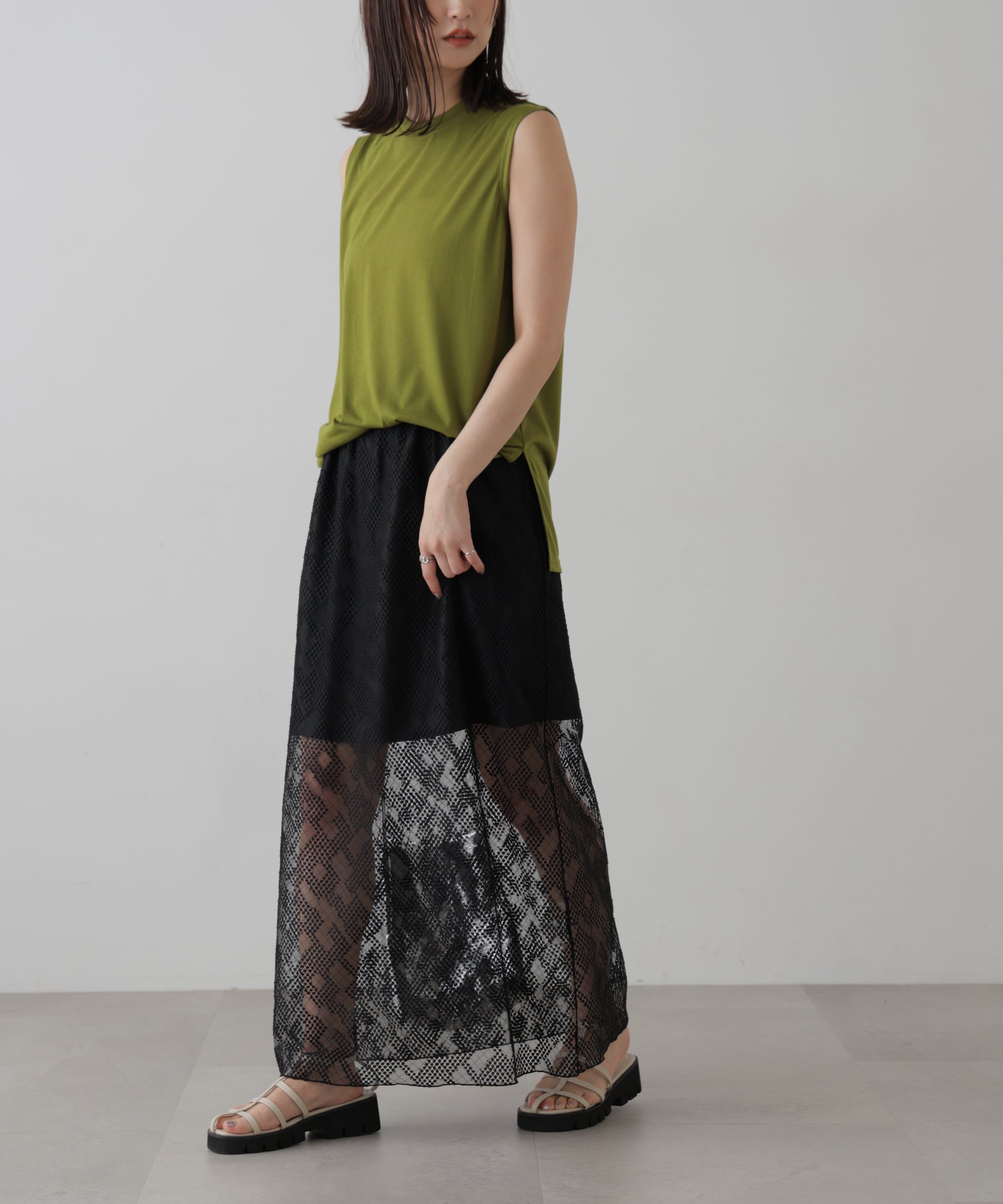  「チュールジャガードレイヤードスカート」|スカート|