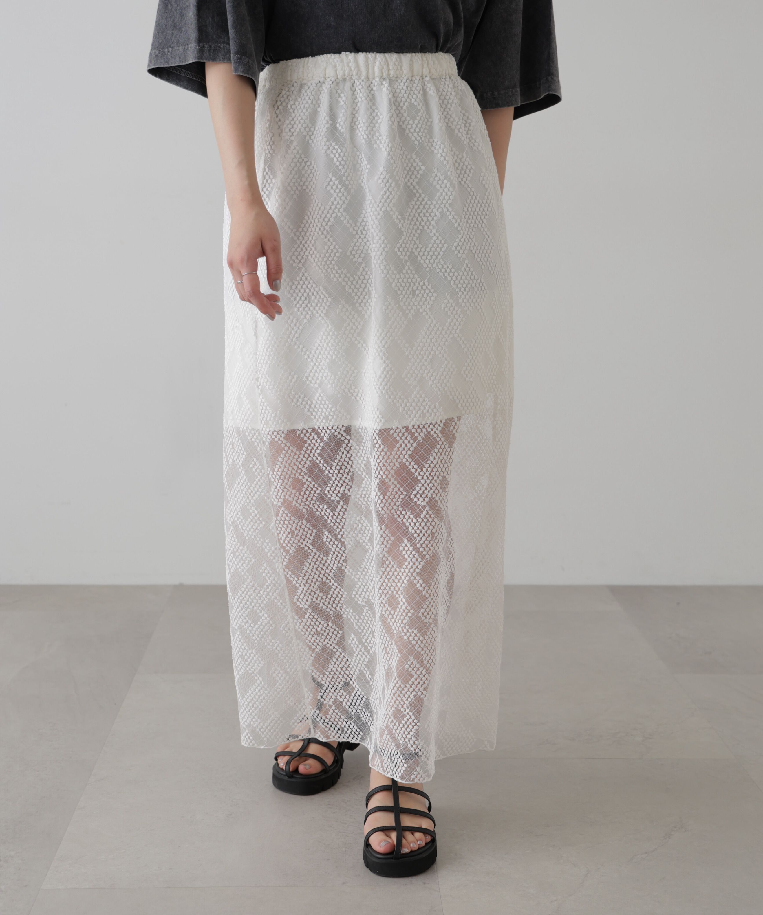  「チュールジャガードレイヤードスカート」|スカート|