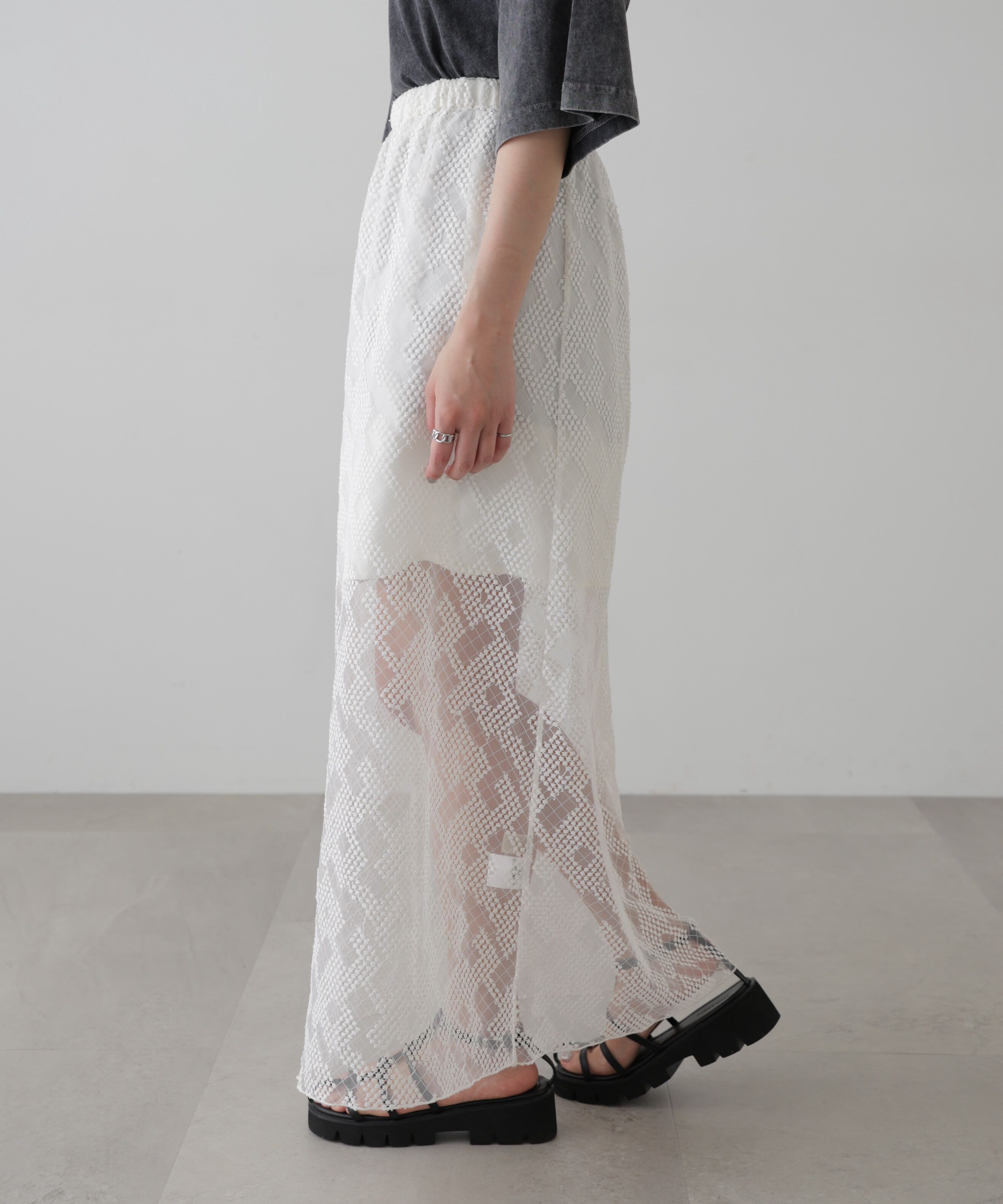  「チュールジャガードレイヤードスカート」|スカート|