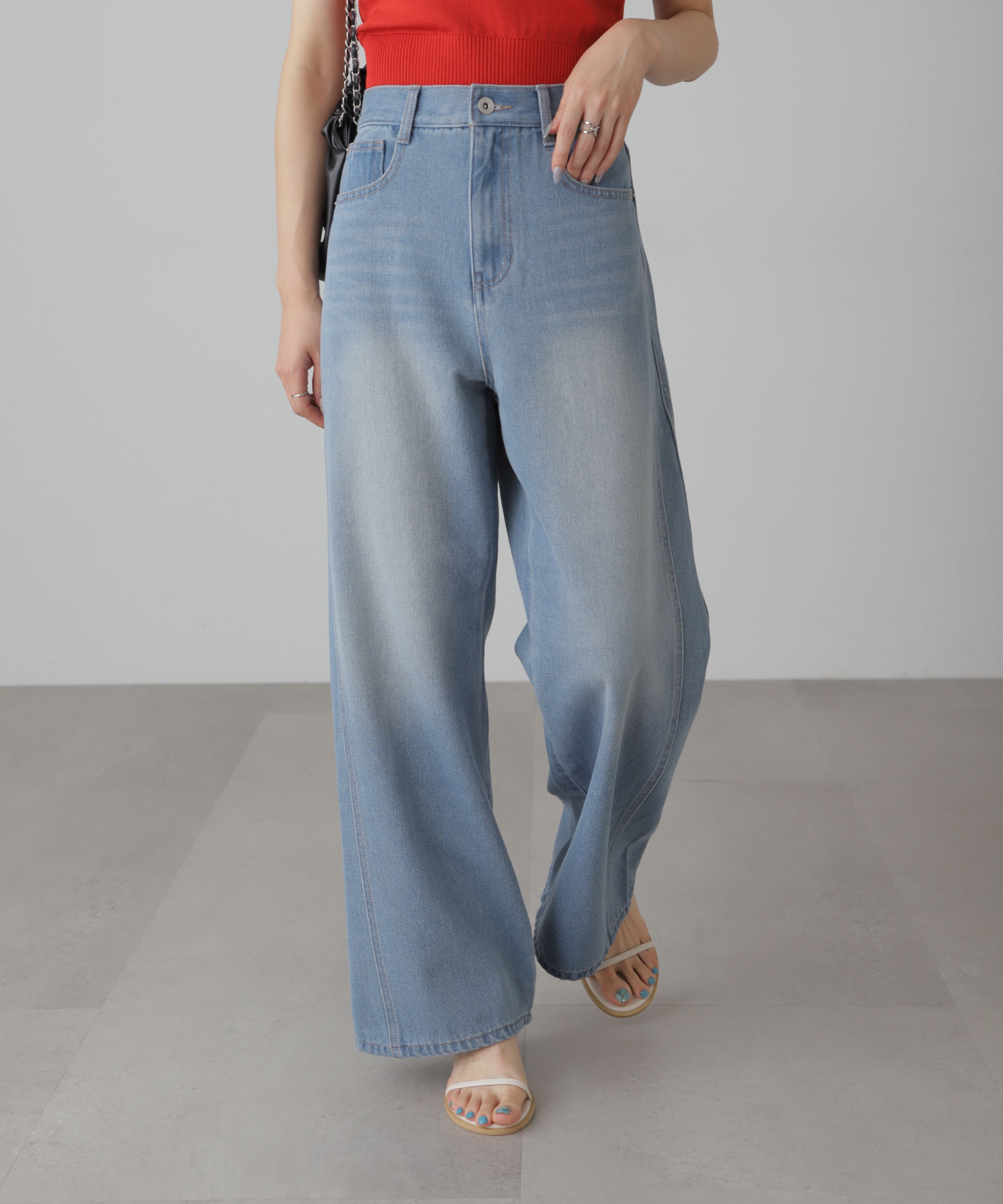  「[XS-Lサイズ展開]サイドパネルヴィンテージライクワイドデニム」|その他|