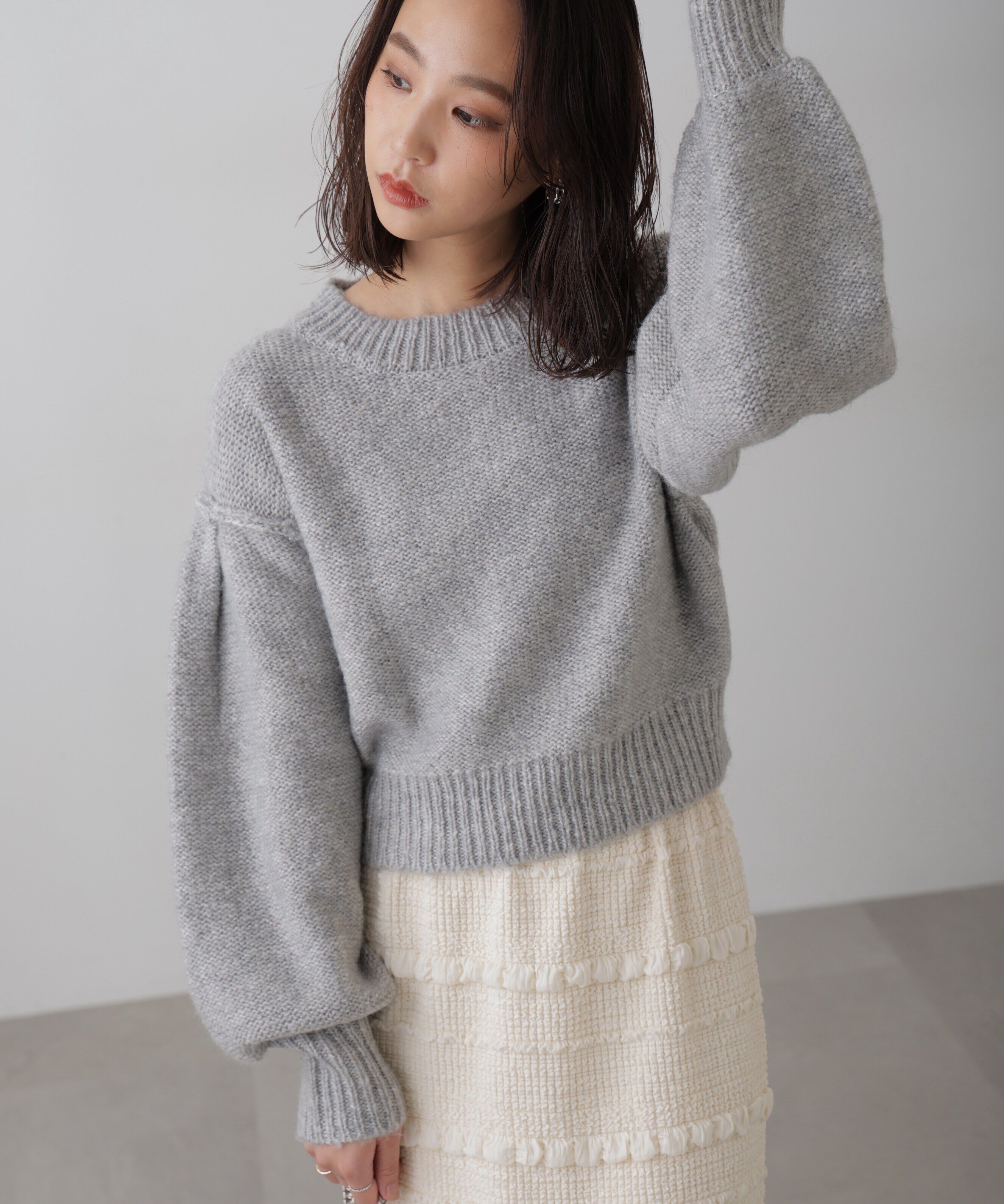  「バックリボンショート丈ニット」|ニット・セーター|