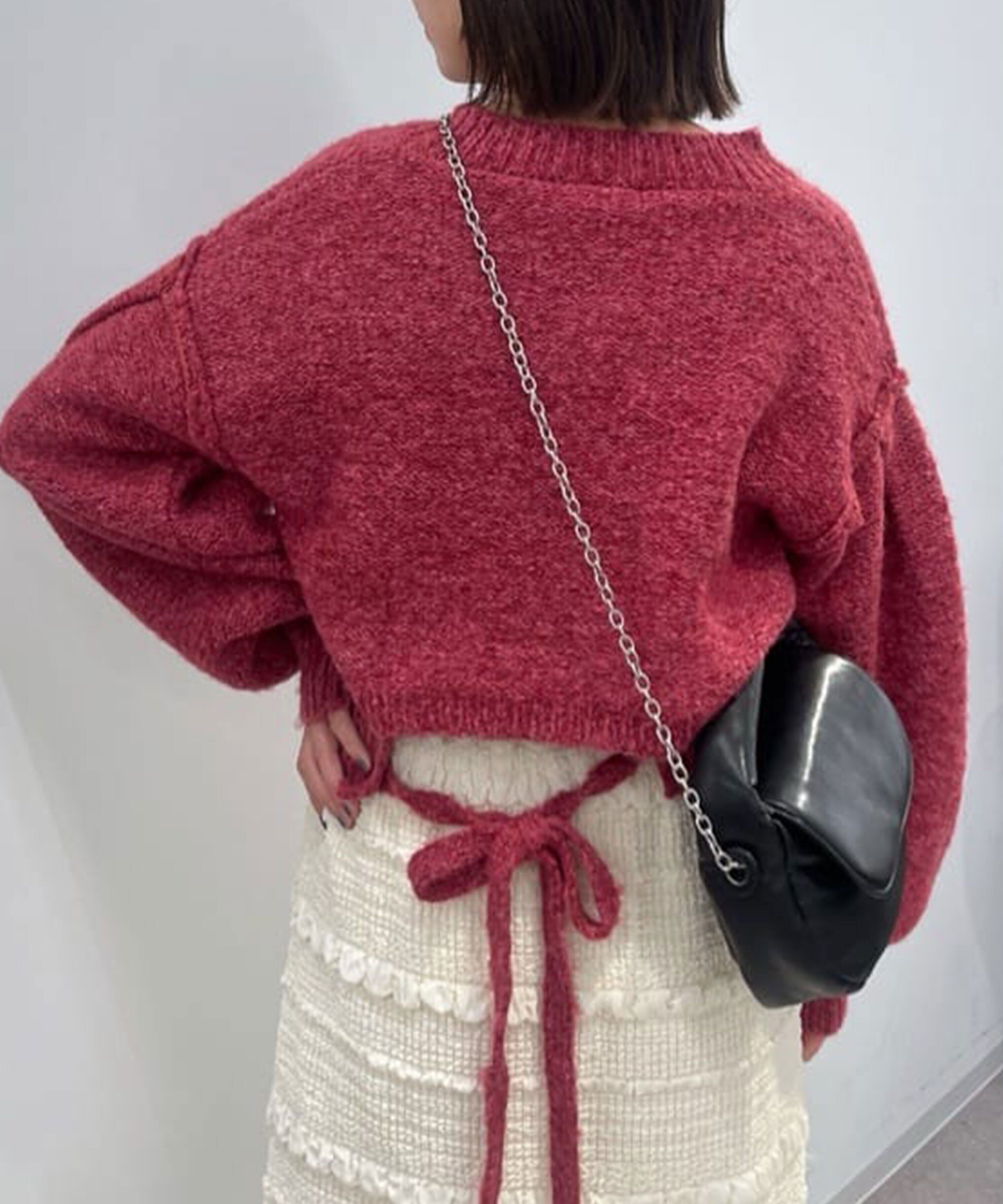  「バックリボンショート丈ニット」|ニット・セーター|