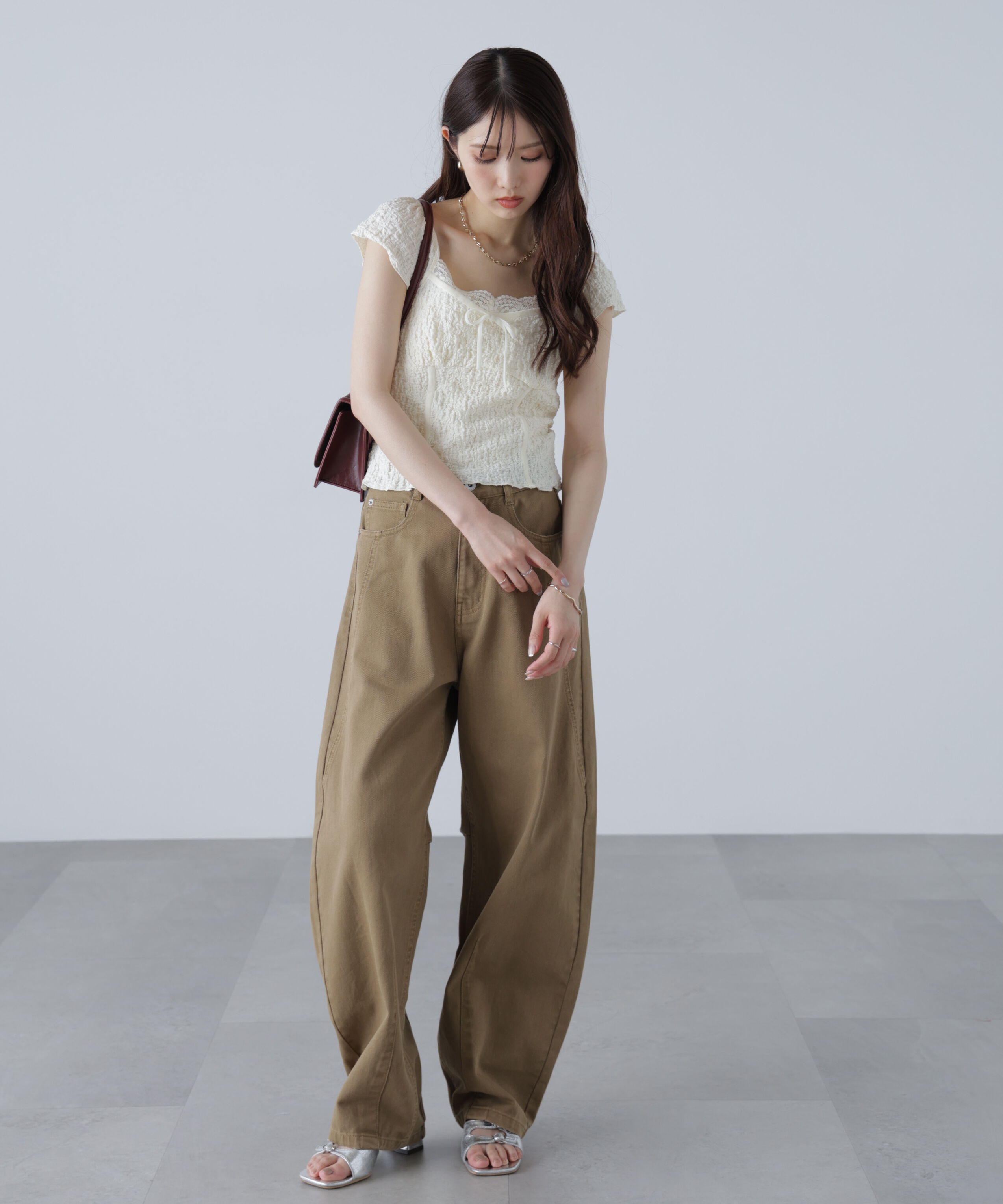  「ドロストバレルレッグデニムパンツ」|その他|