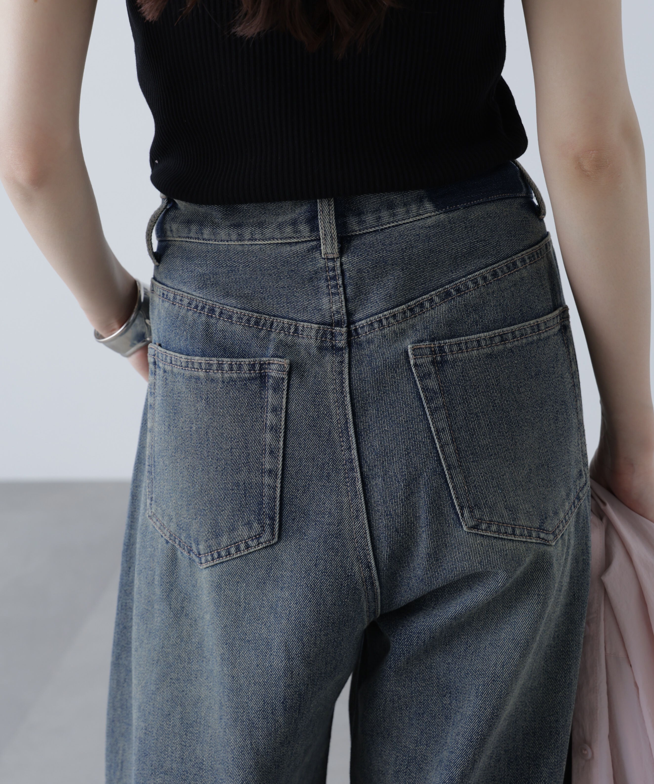  「ドロストバレルレッグデニムパンツ」|その他|