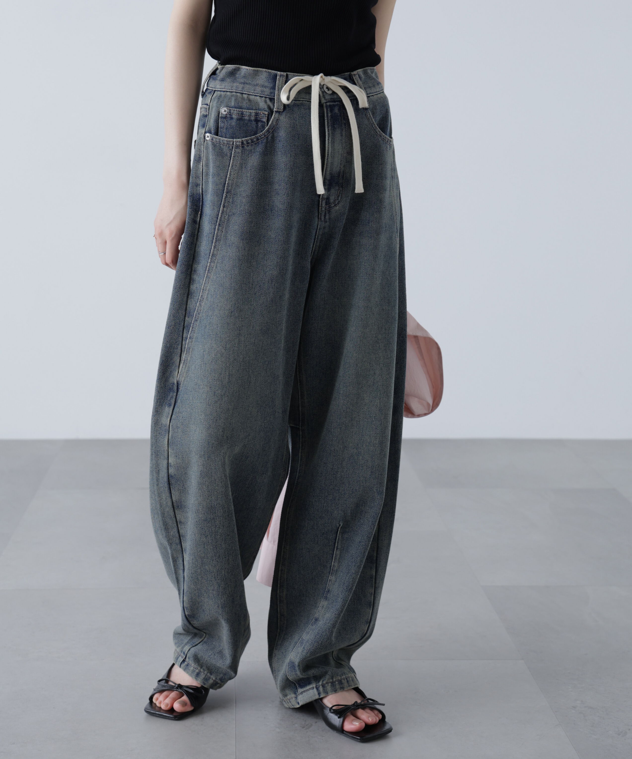  「ドロストバレルレッグデニムパンツ」|その他|
