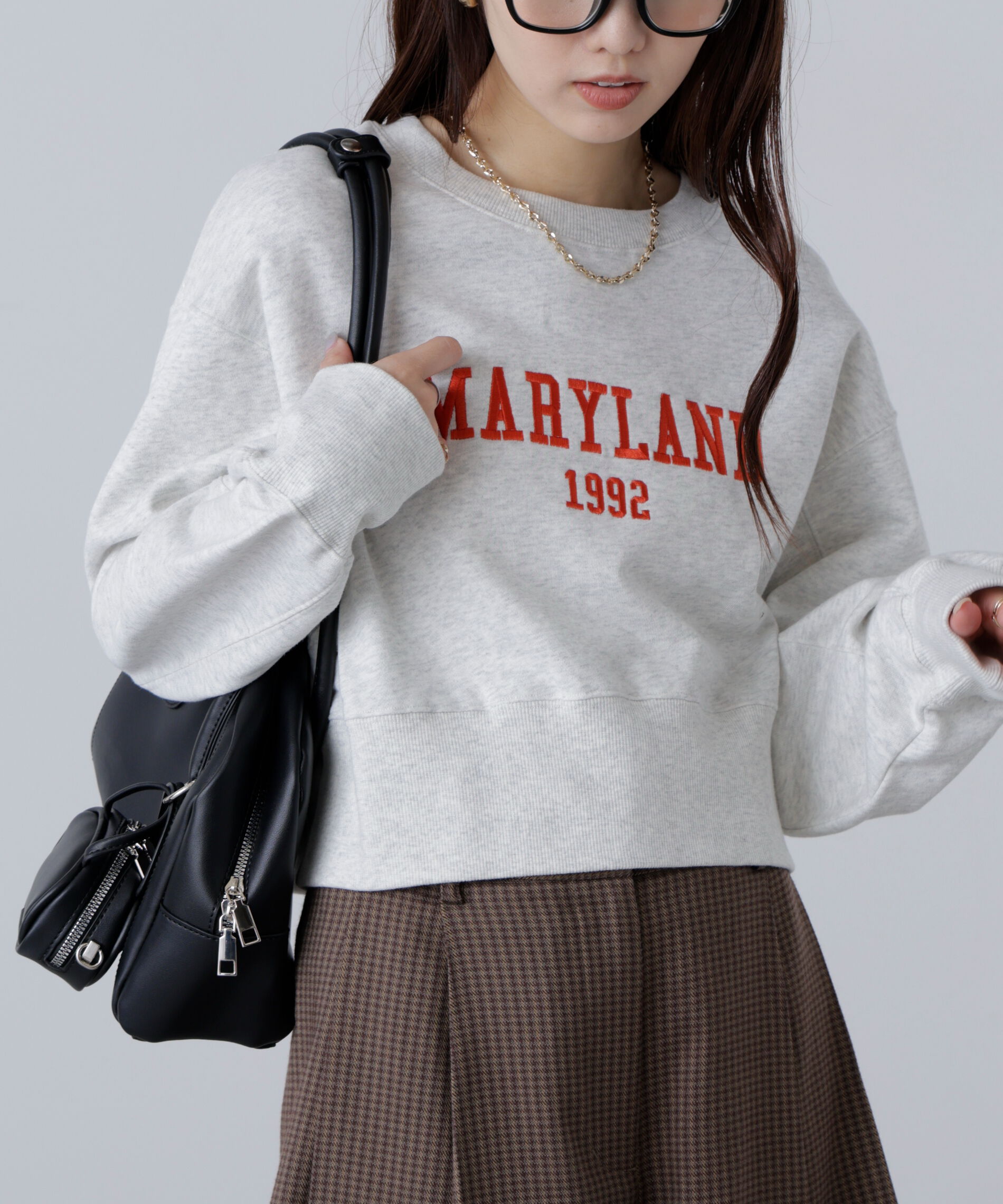  「カレッジロゴショート丈スウェット」|Tシャツ・カットソー|オートミール1