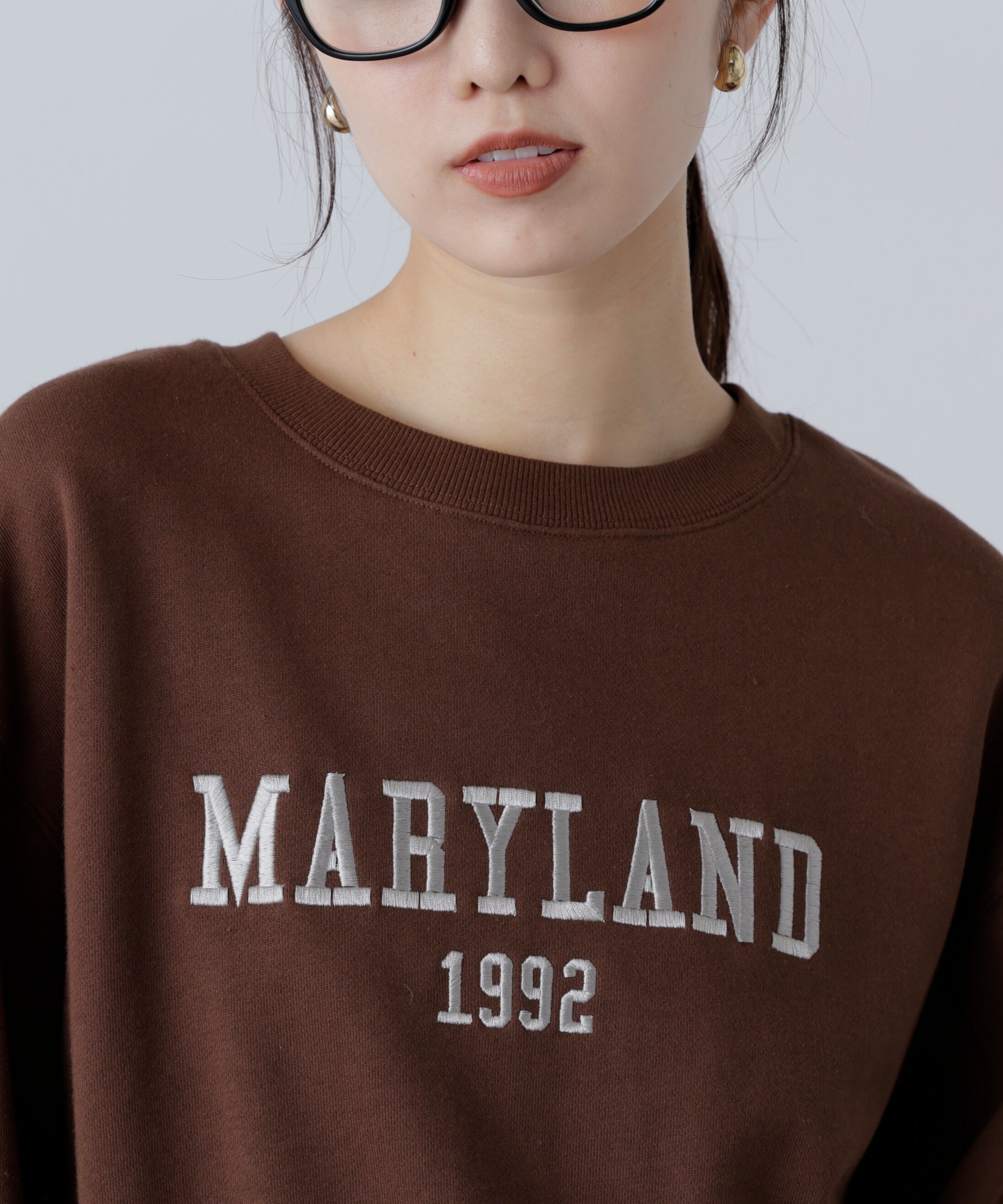  「カレッジロゴショート丈スウェット」|Tシャツ・カットソー|