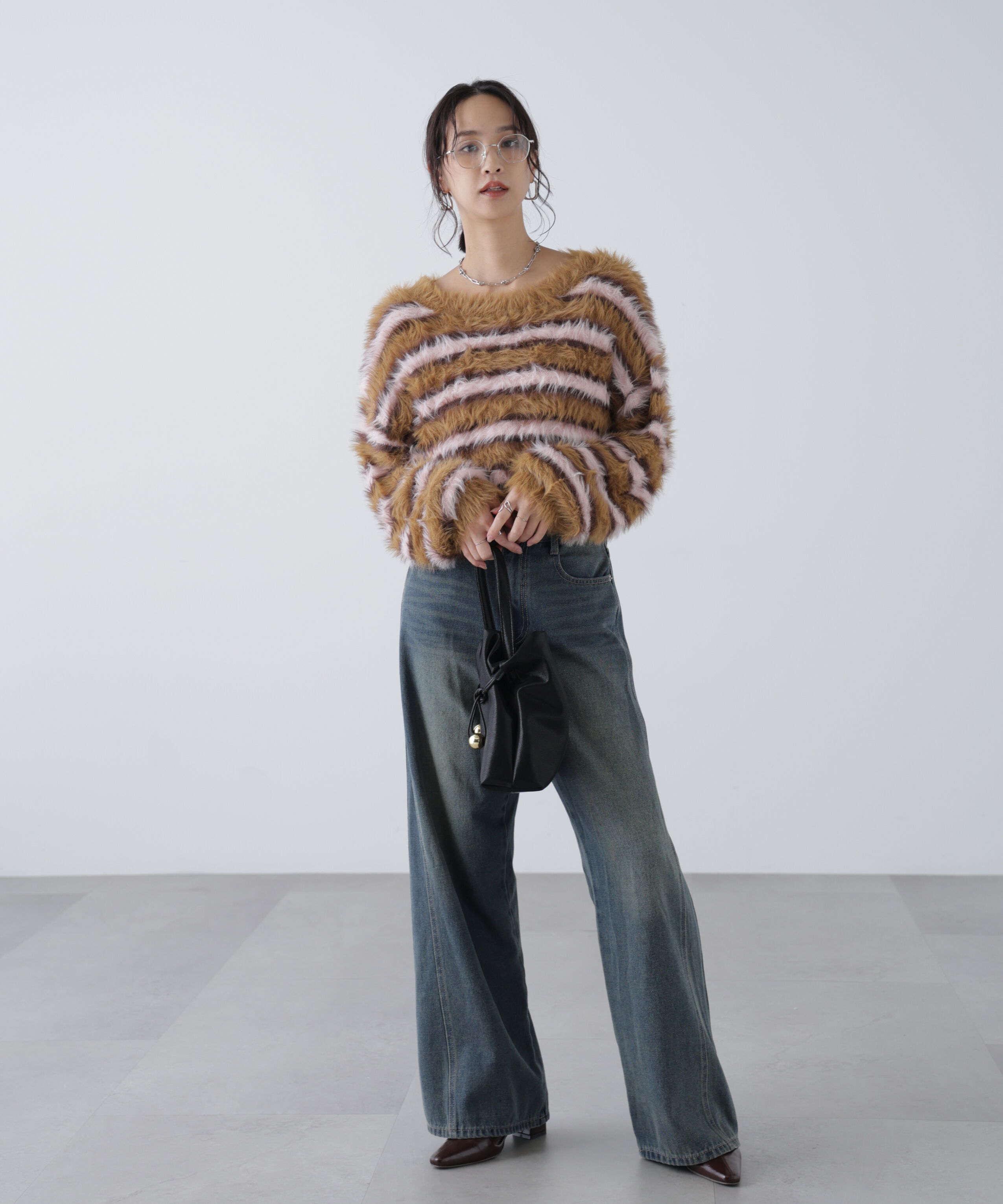  「シャギーボーダークロップドニット」|ニット・セーター|