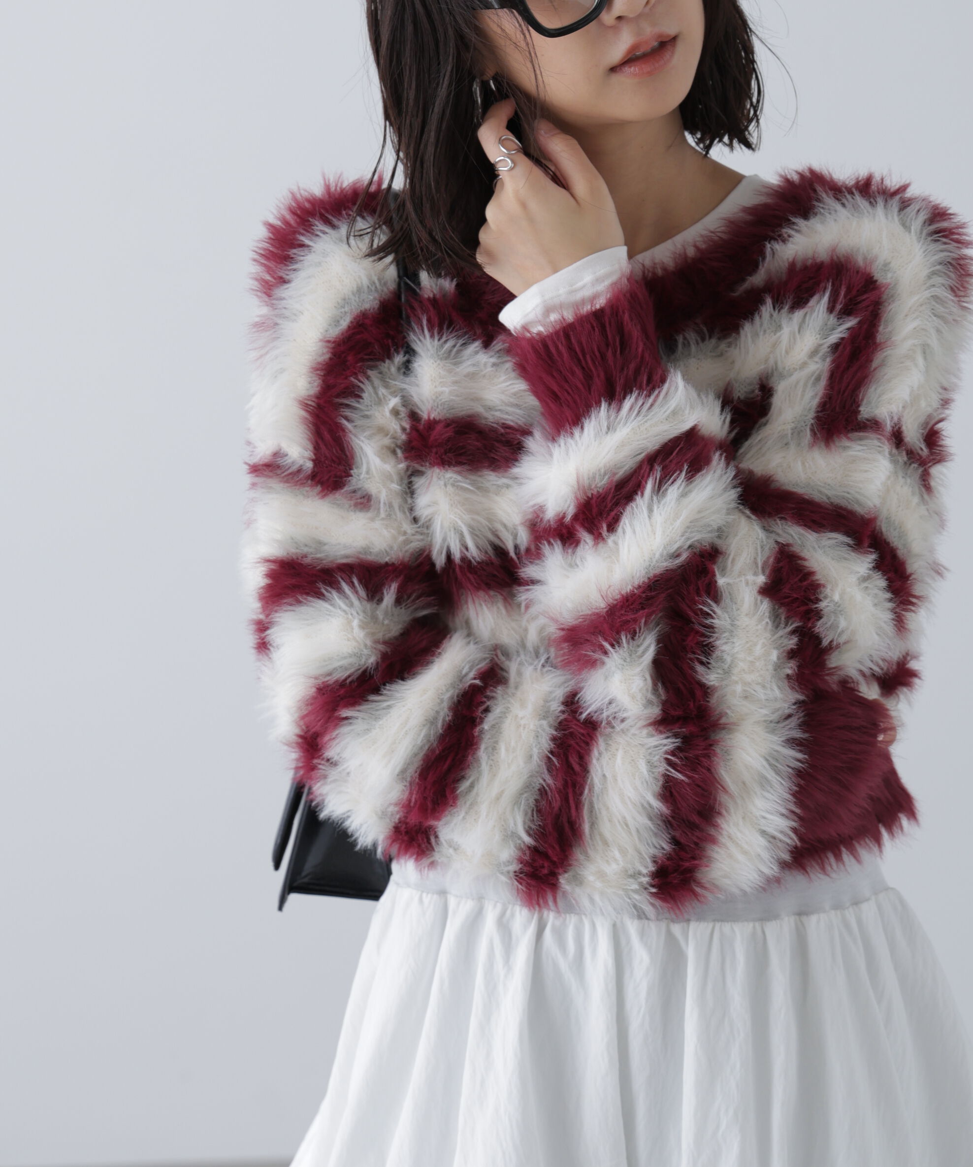  「シャギーボーダークロップドニット」|ニット・セーター|