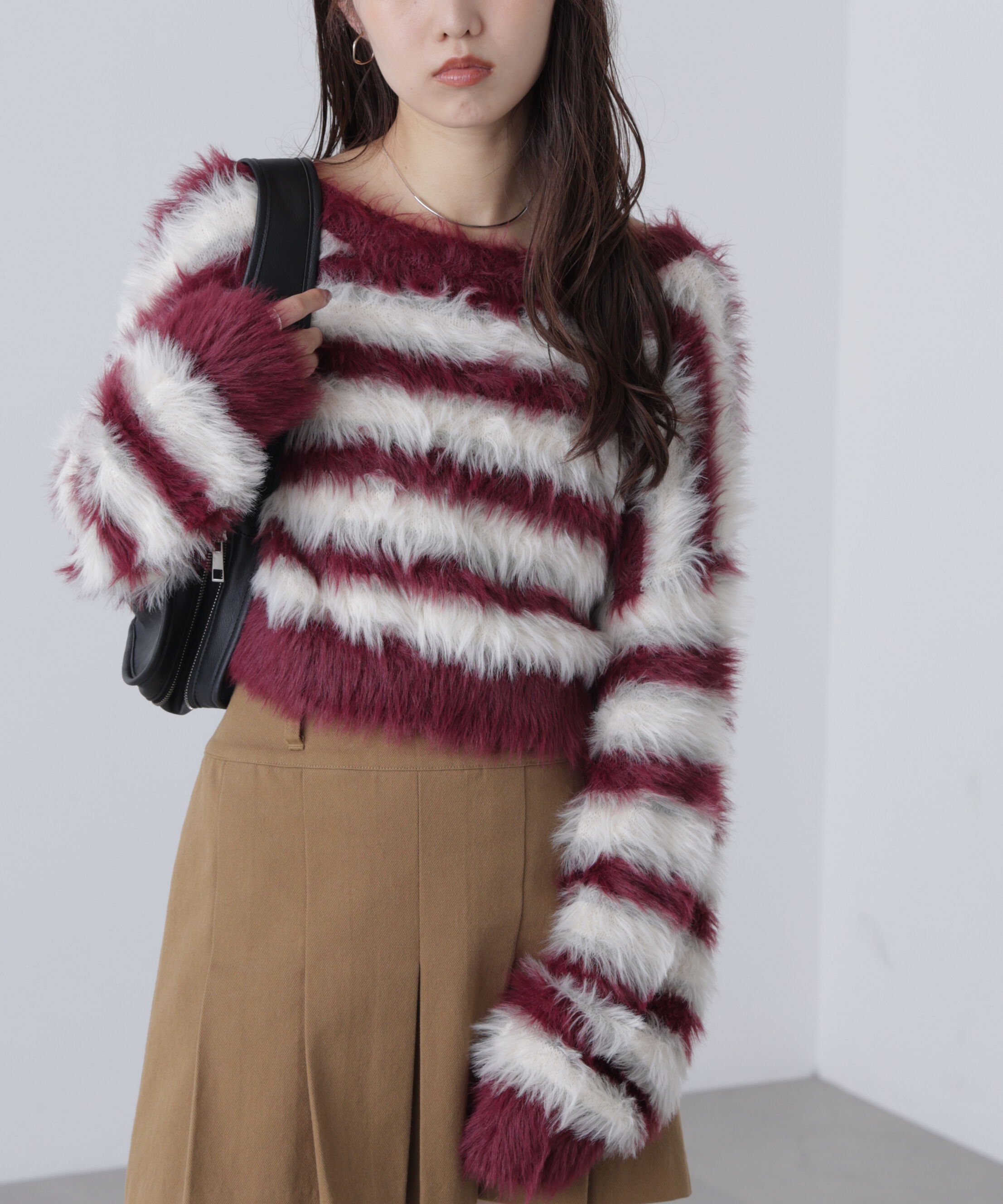  「シャギーボーダークロップドニット」|ニット・セーター|