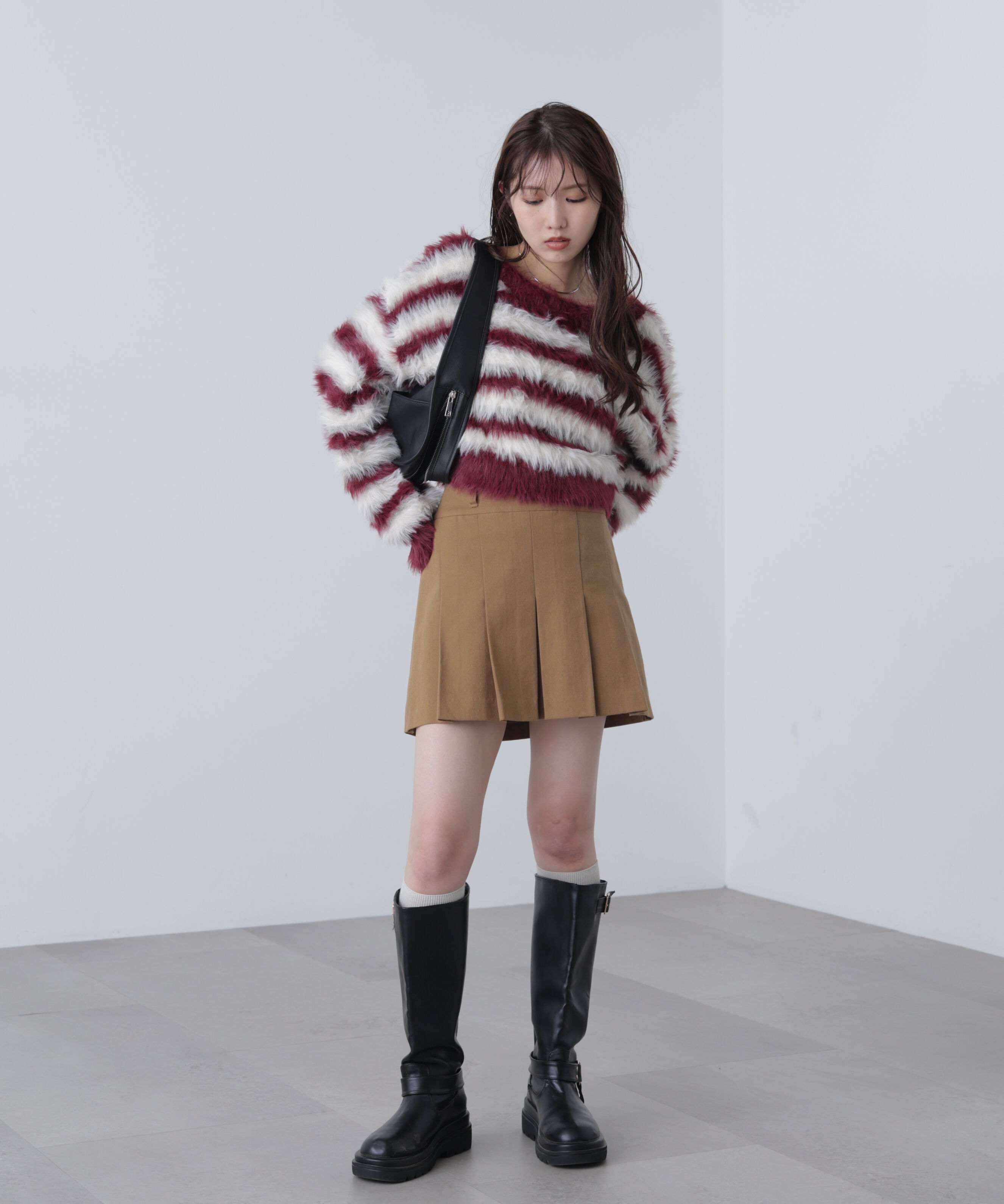  「シャギーボーダークロップドニット」|ニット・セーター|