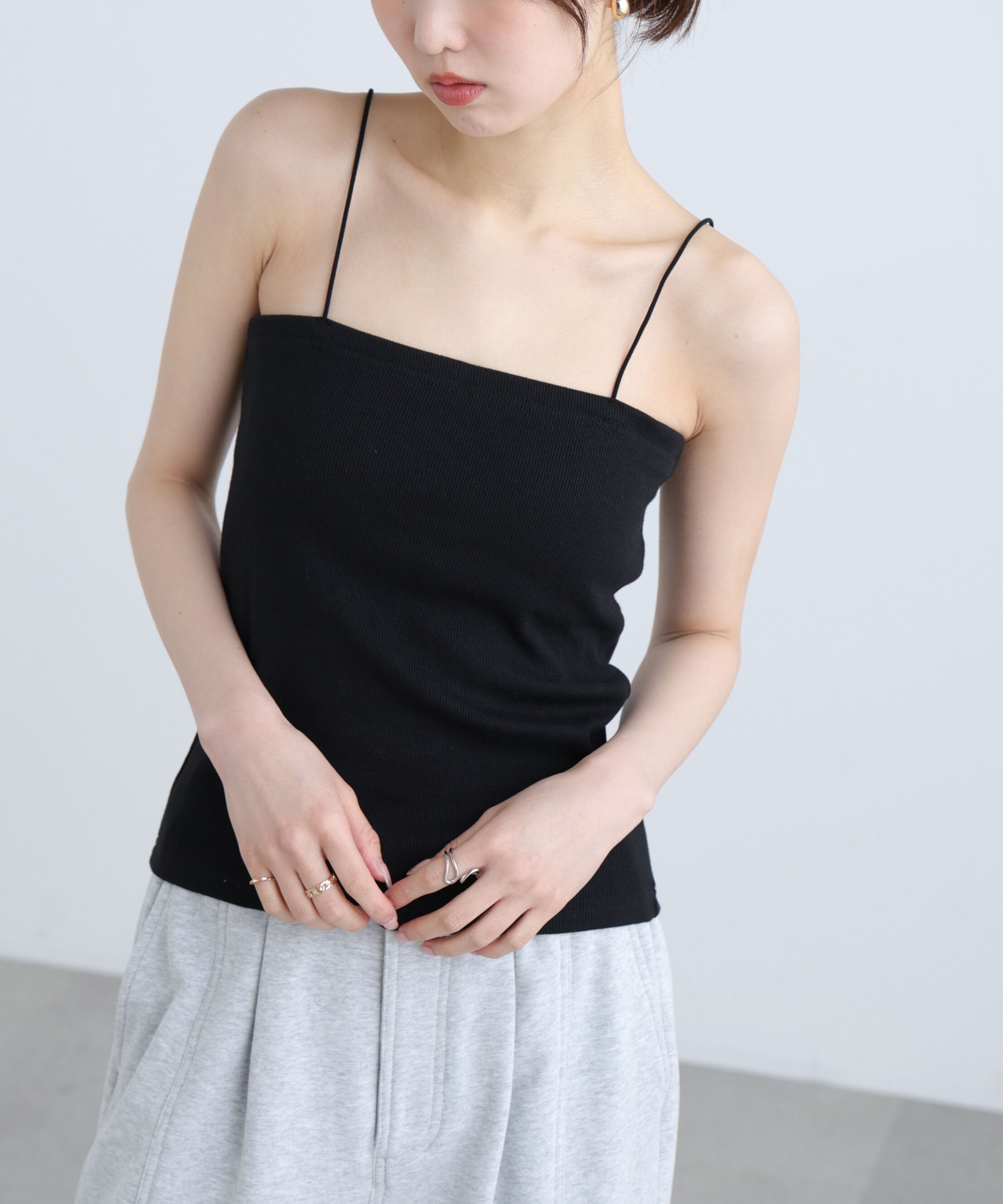  「[接触冷感][UV加工]カップ付きベアキャミソール」|Tシャツ・カットソー|