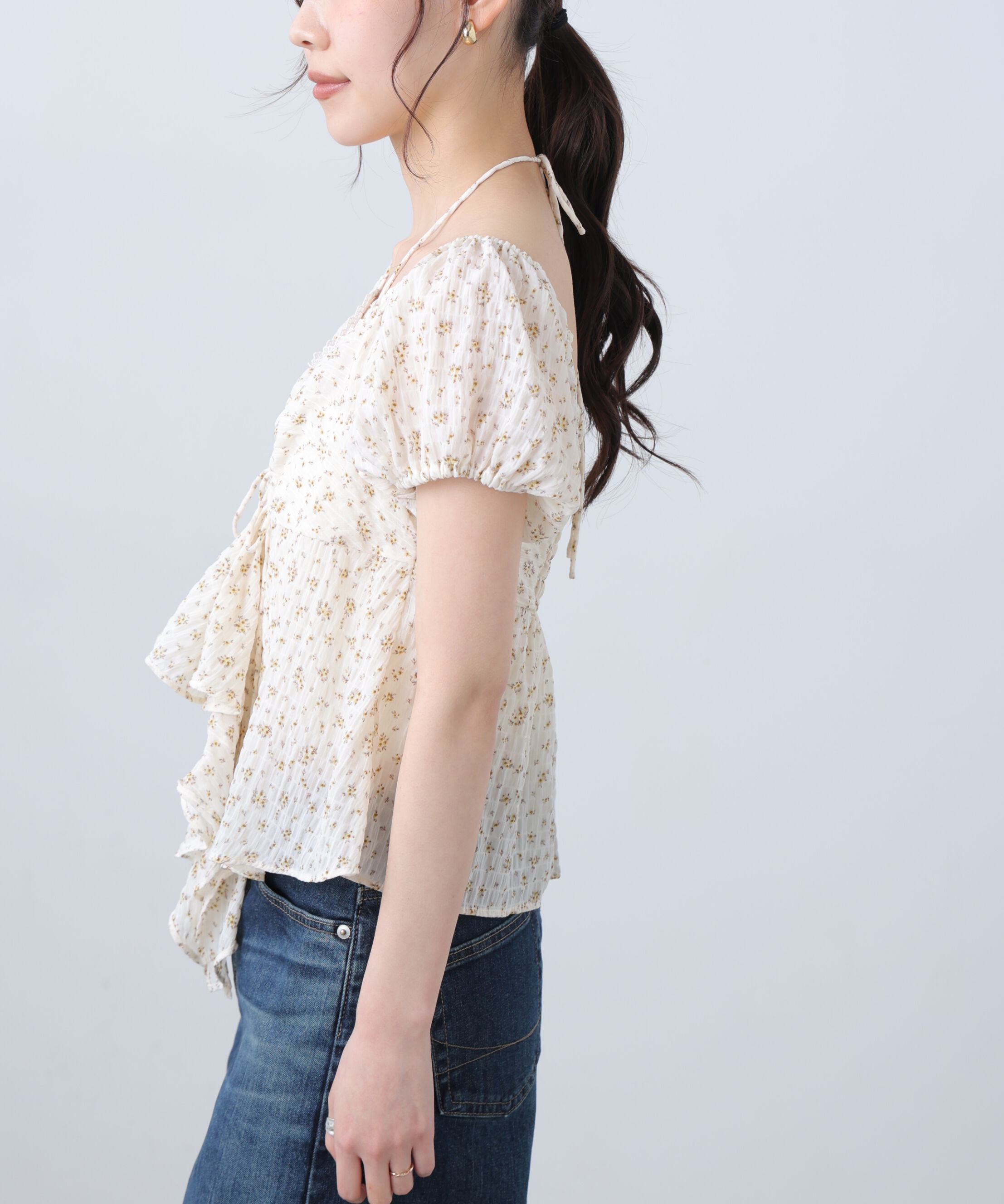  「フラワー2wayラッフルブラウス」|シャツ・ブラウス|