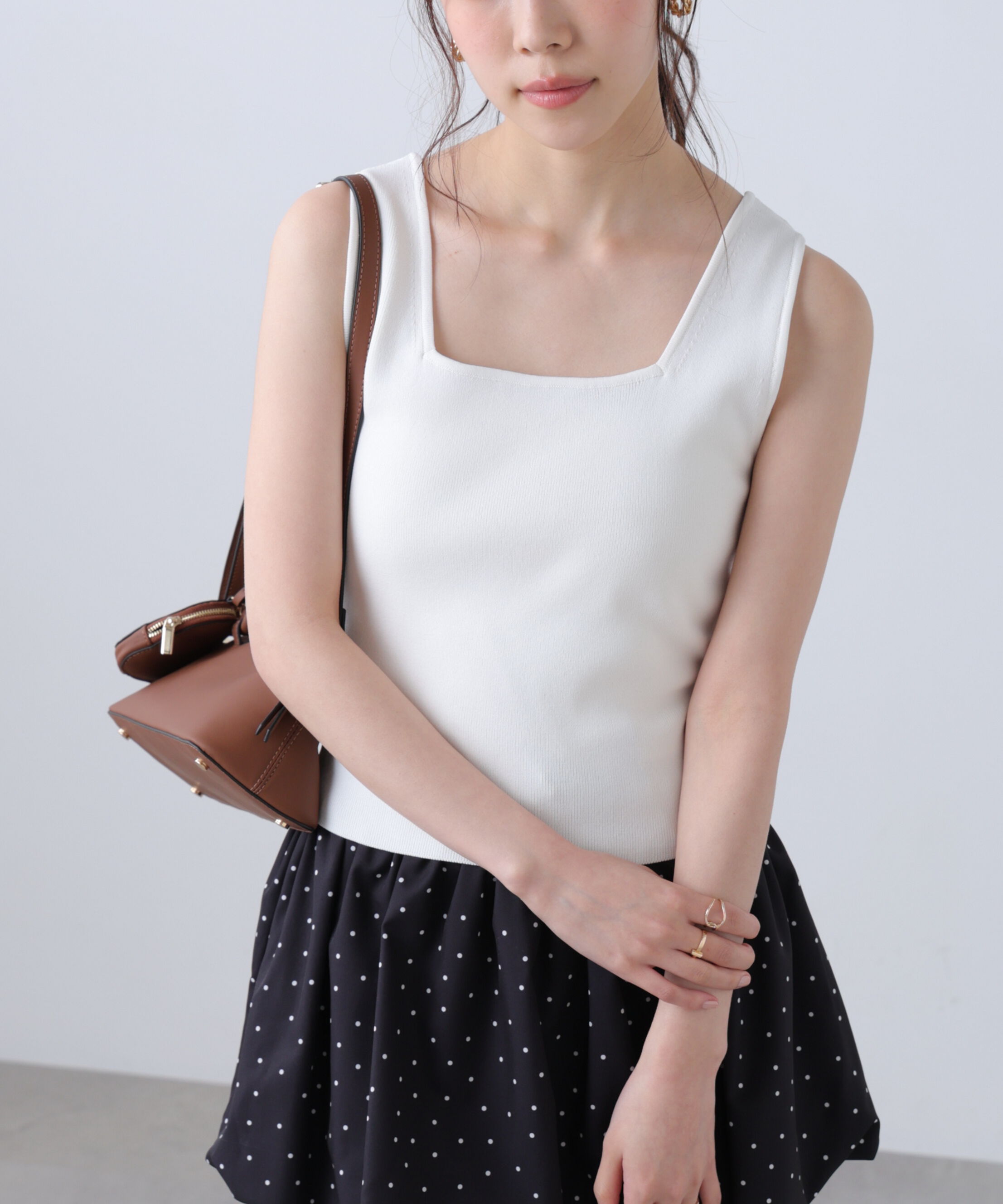  「総針スクエアネックタンクニット」|ニット・セーター|