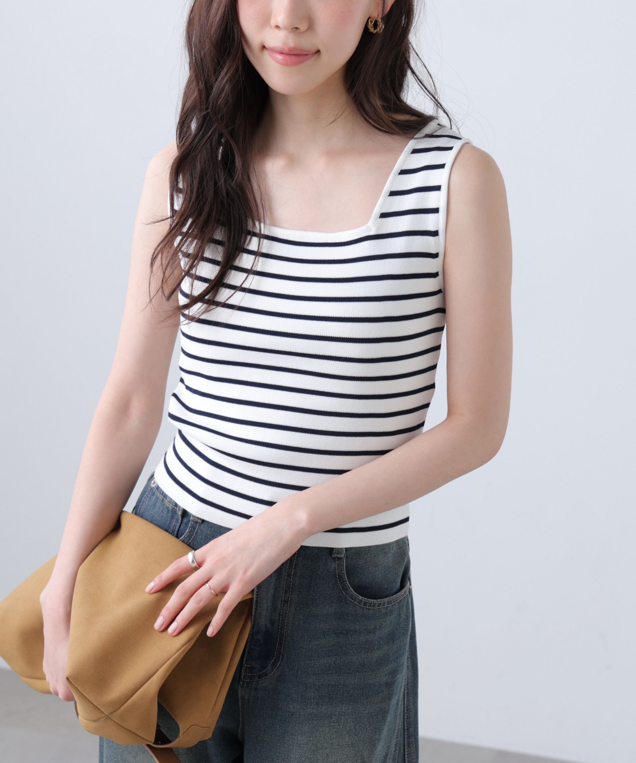  「総針スクエアネックタンクニット」|ニット・セーター|