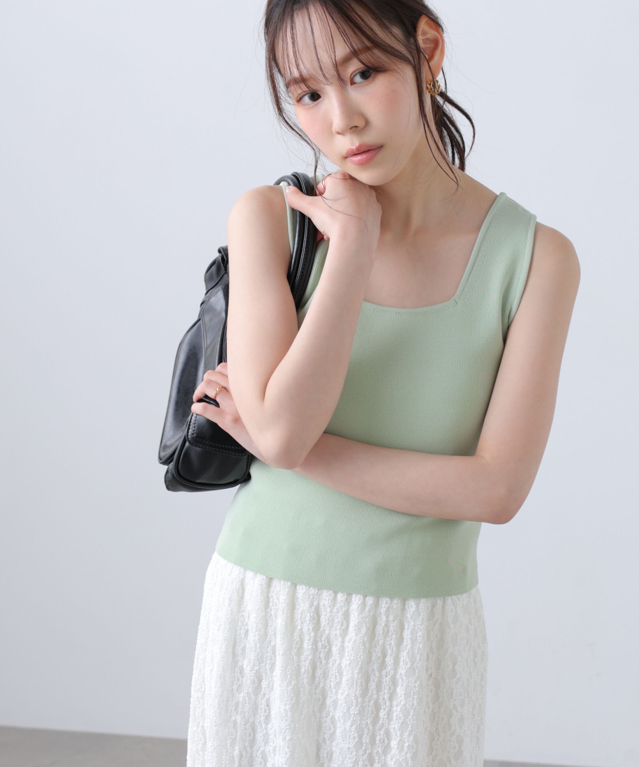  「総針スクエアネックタンクニット」|ニット・セーター|